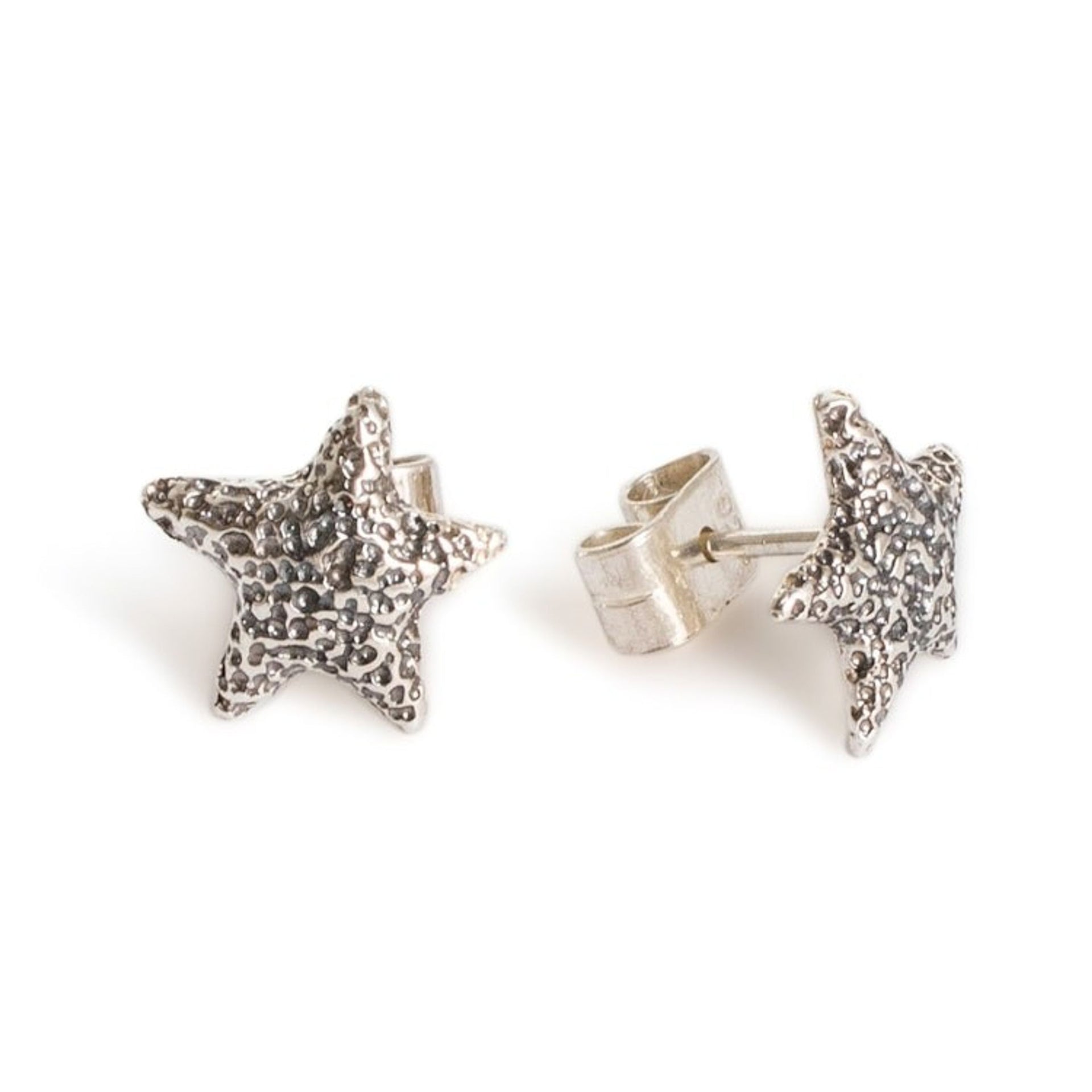 Starfish-Inspired Textured Sterling Silver Stud Earrings 'Ocean Stardom'