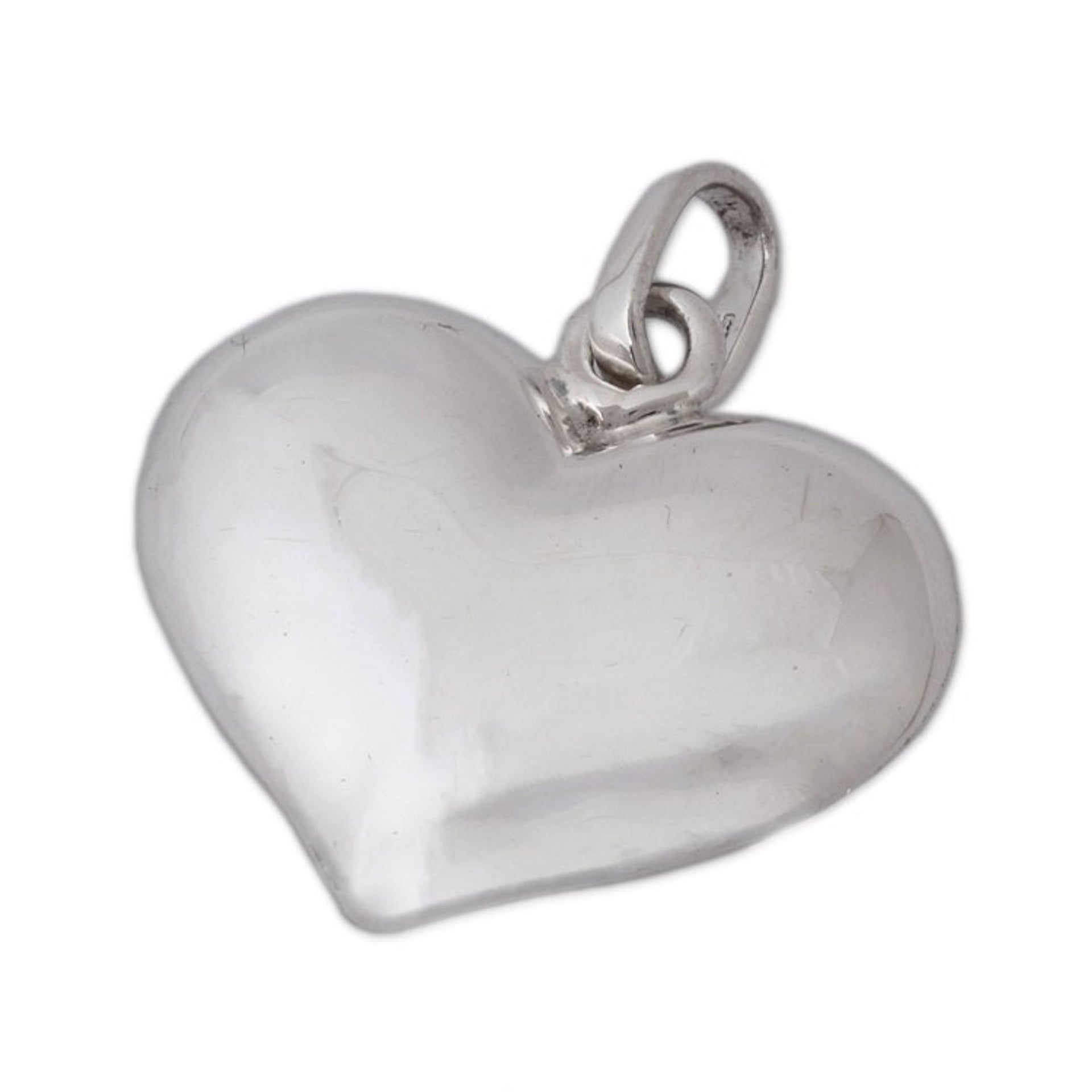 Heart-Shaped Sterling Silver Pendant from Mexico 'Heart and Purity'