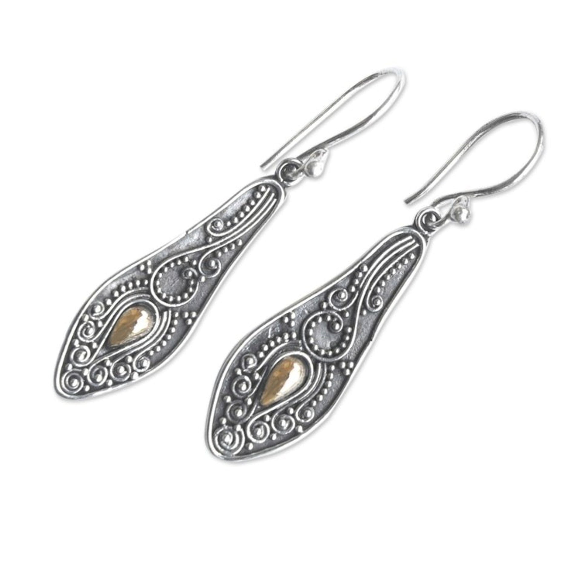 18k Gold-Accented Sterling Silver Papaya Dangle Earrings 'Papaya Enchantment'