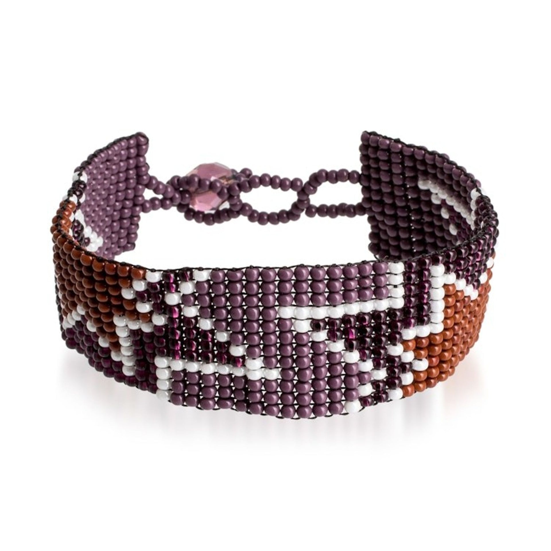 Handmade Star-Themed Purple Glass Beaded Wristband Bracelet 'Deluxe Blast'