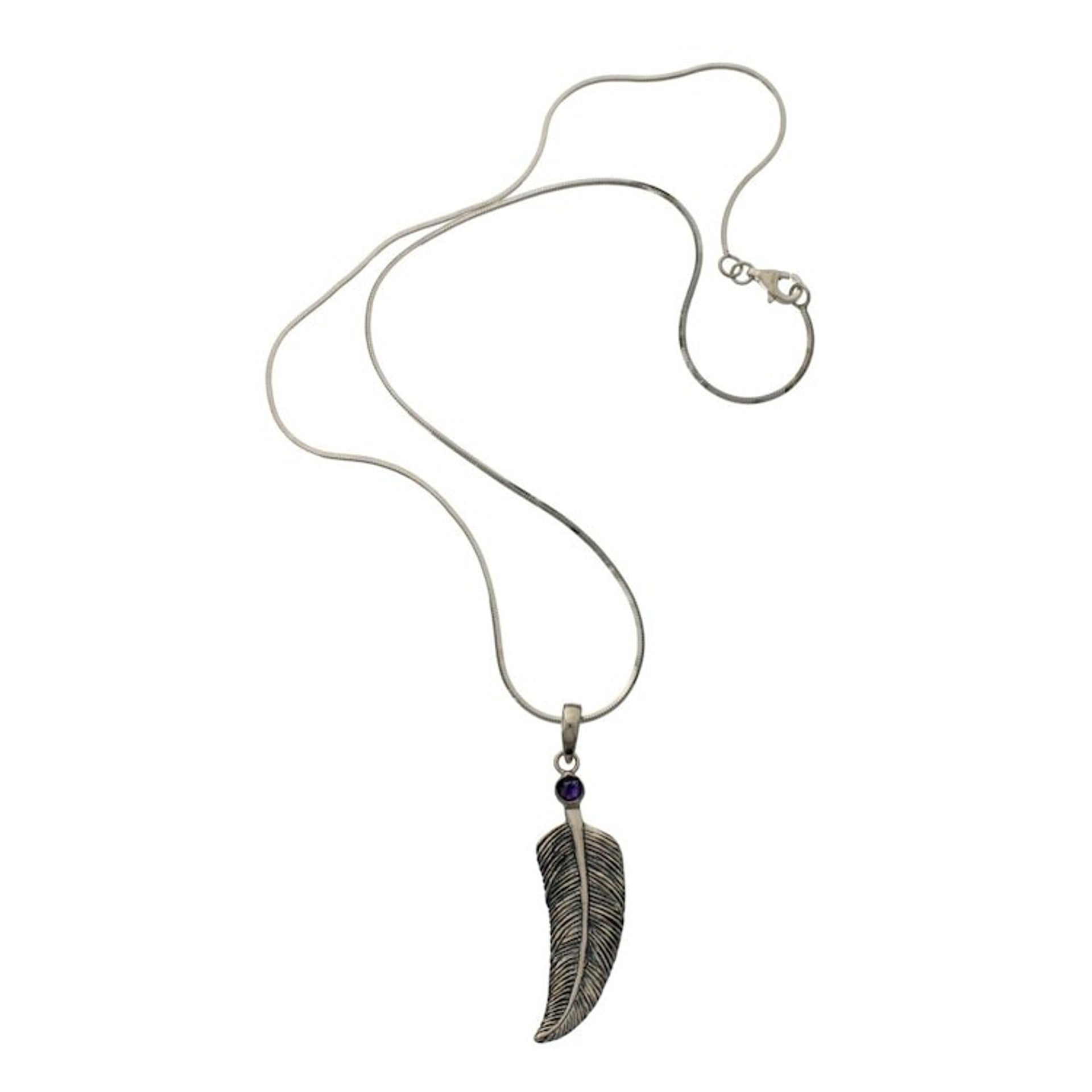 Sterling Silver and Amethyst Pendant Necklace 'Light as a Feather'