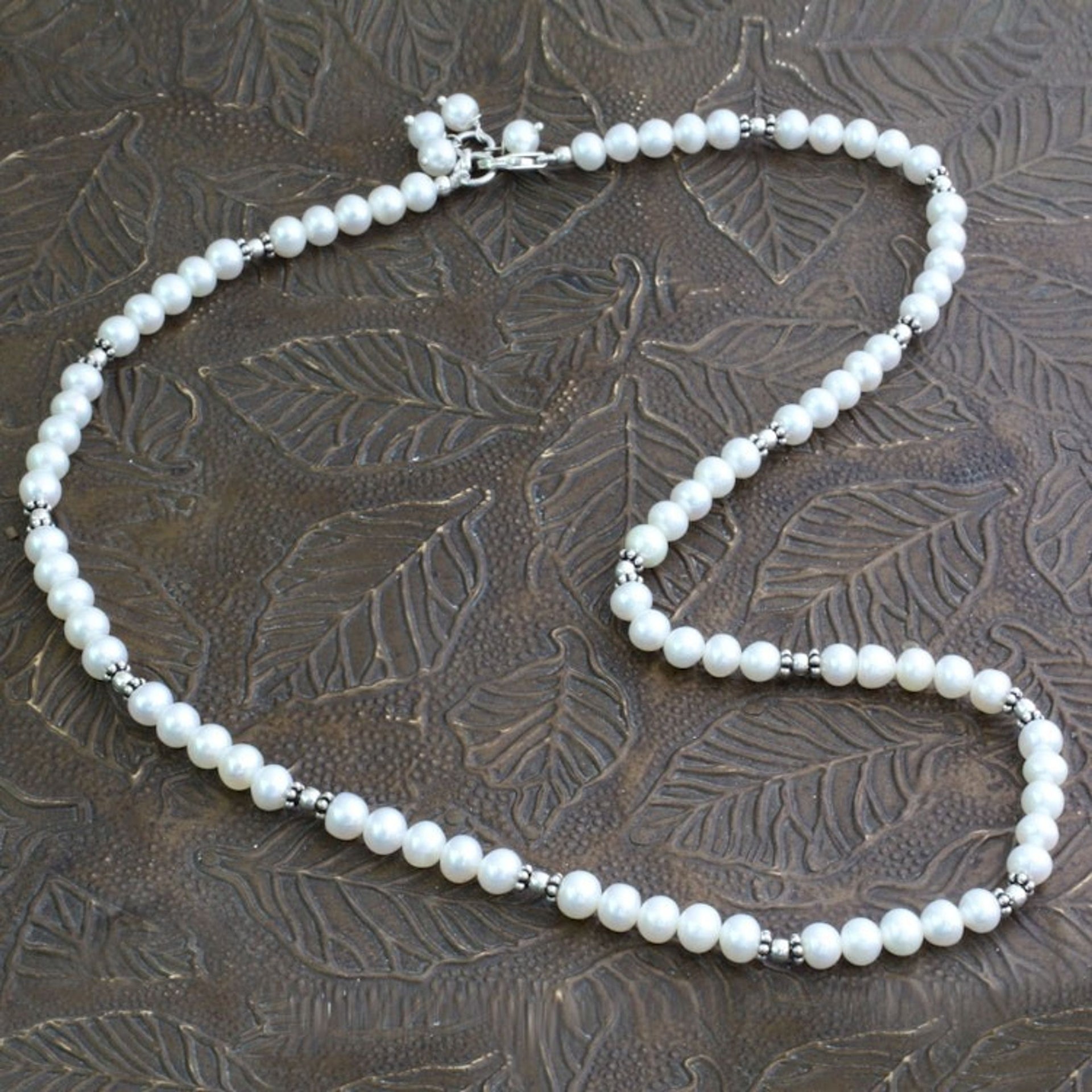 Handcrafted Bridal Jewelry Pearl Strand Necklace 'Smooth Ice'