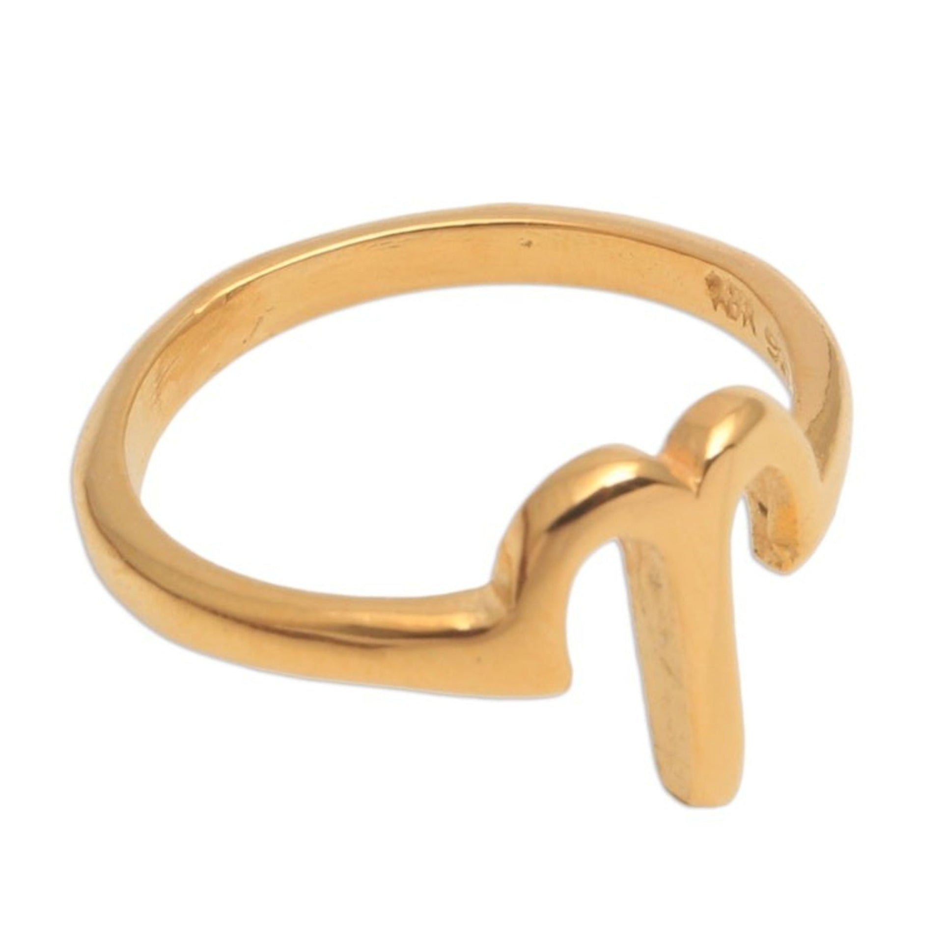 18k Gold Plated Sterling Silver Aries Band Ring 'Golden Aries'