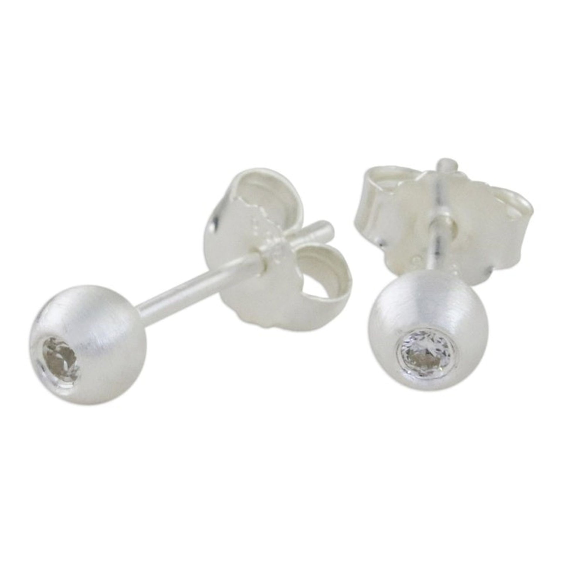 Sterling Silver and CZ Stud Earrings from Thailand 'Sparkling Eyes'