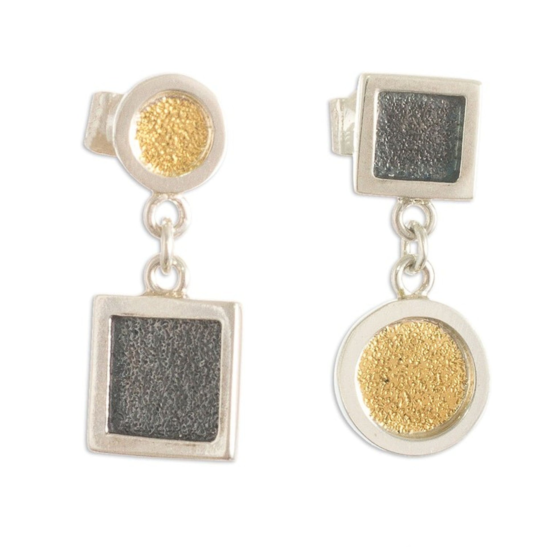22k Gold Accented Geometric Dangle Earrings 'Opposition'