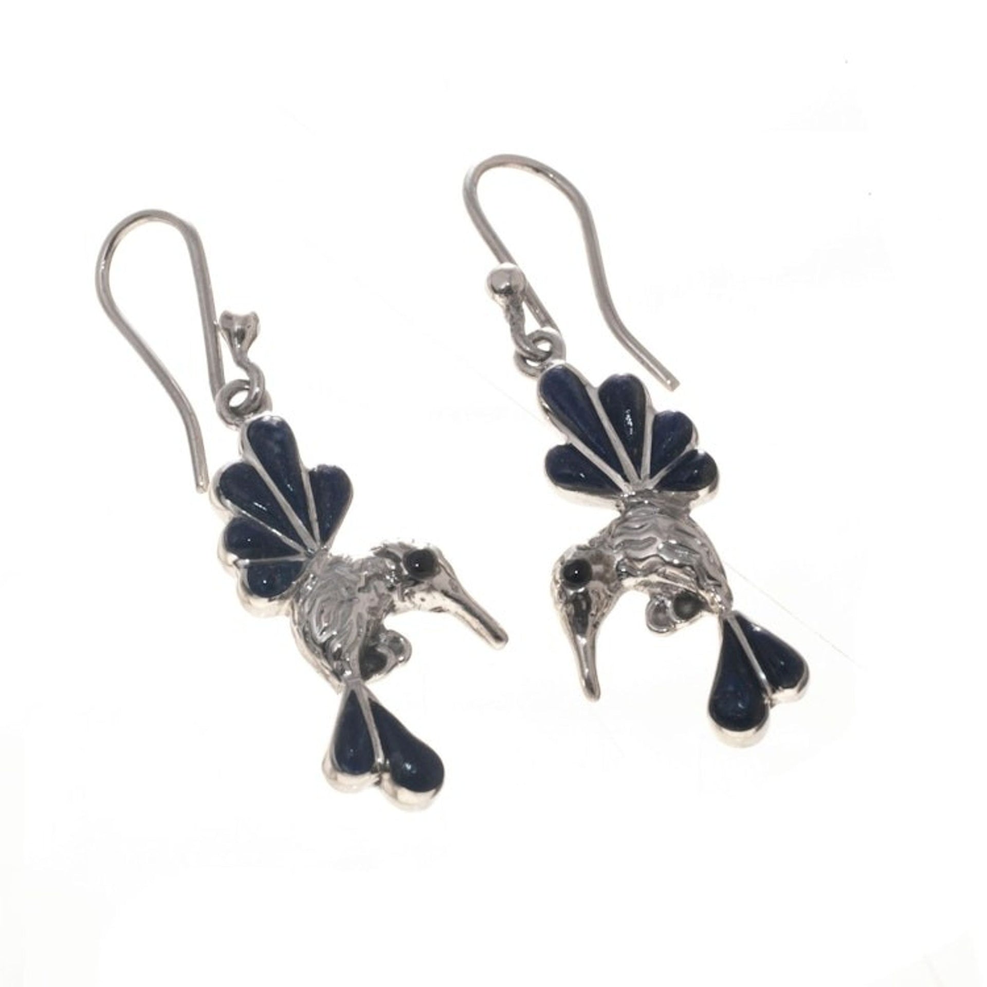 Lapis Lazuli and Onyx Hummingbird Dangle Earrings from Peru 'Azure Hummingbirds'