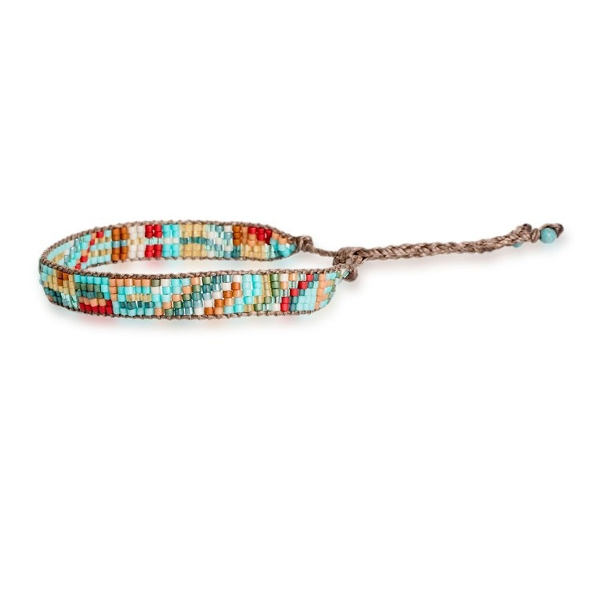 Colorful Beaded Wristband Bracelet Hand-Woven in Guatemala 'Fresh Breeze'