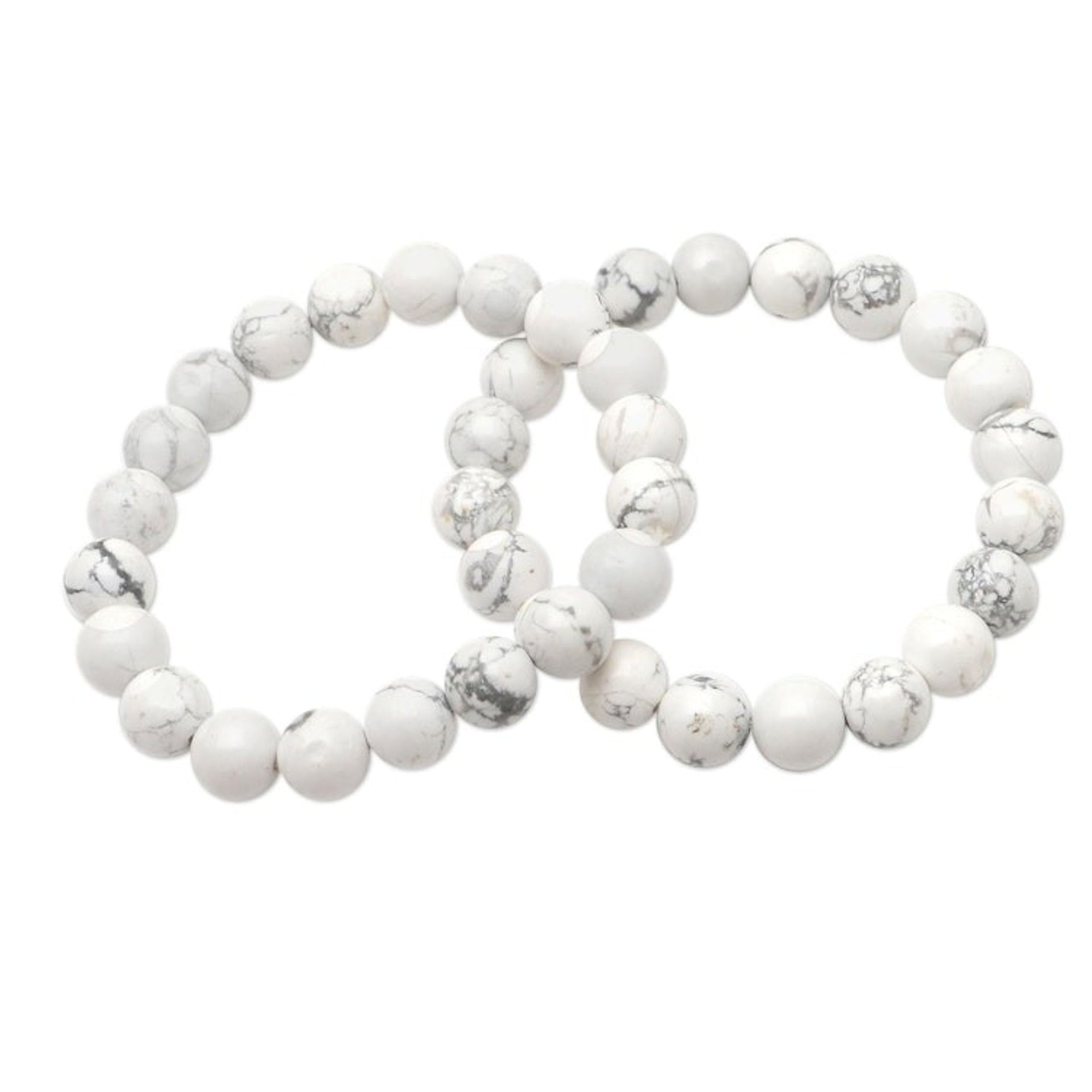 Artisan Crafted Ceramic Beaded Stretch Bracelet Set of 2 'Thunder Clouds in Large'