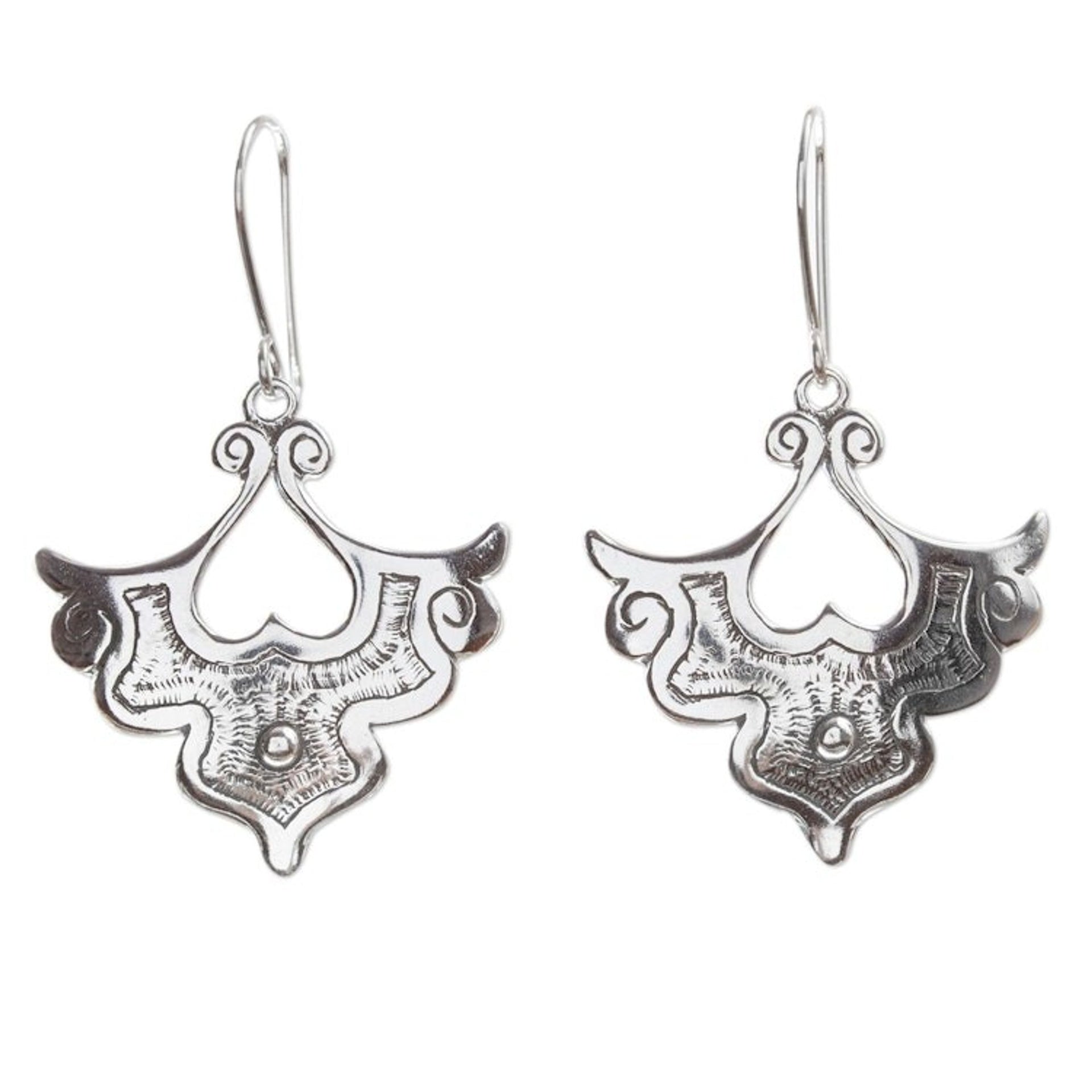 Artisan Crafted Sterling Silver Dangle Earrings 'Flor de Amor'