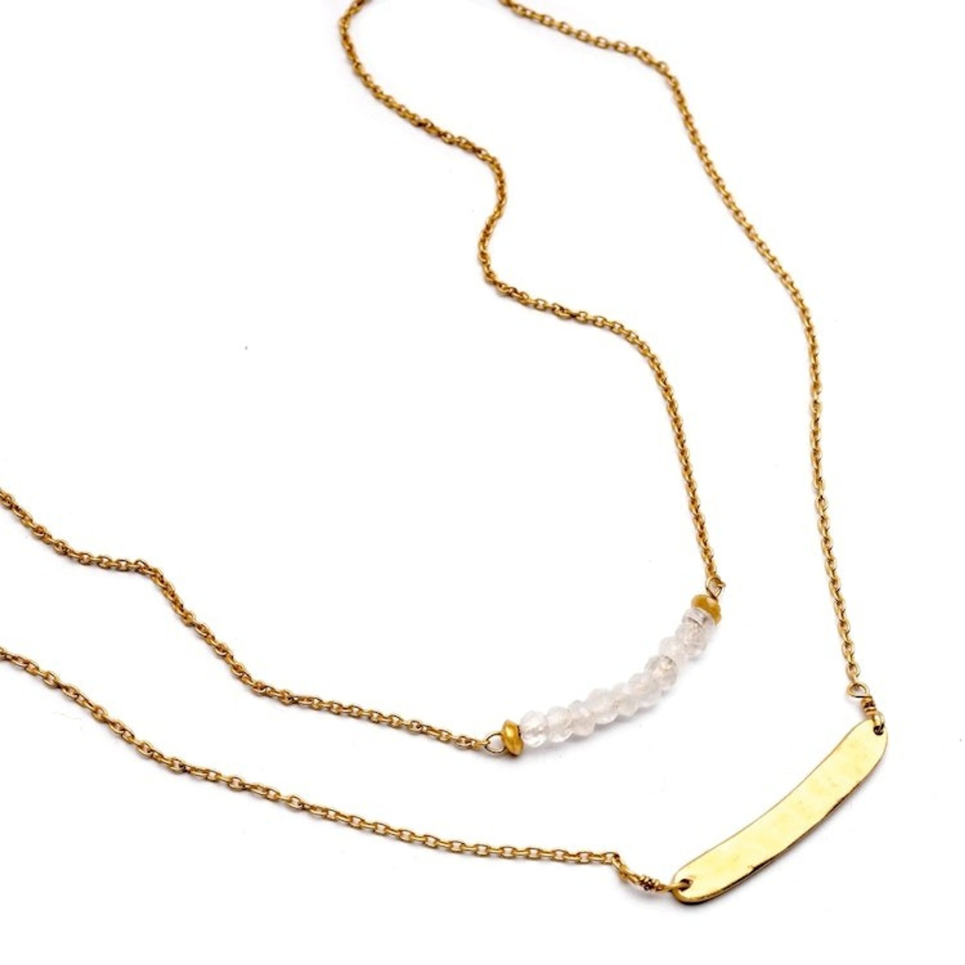 Double-Strand Necklace with Rainbow Moonstone 'Sparkle Gleam'