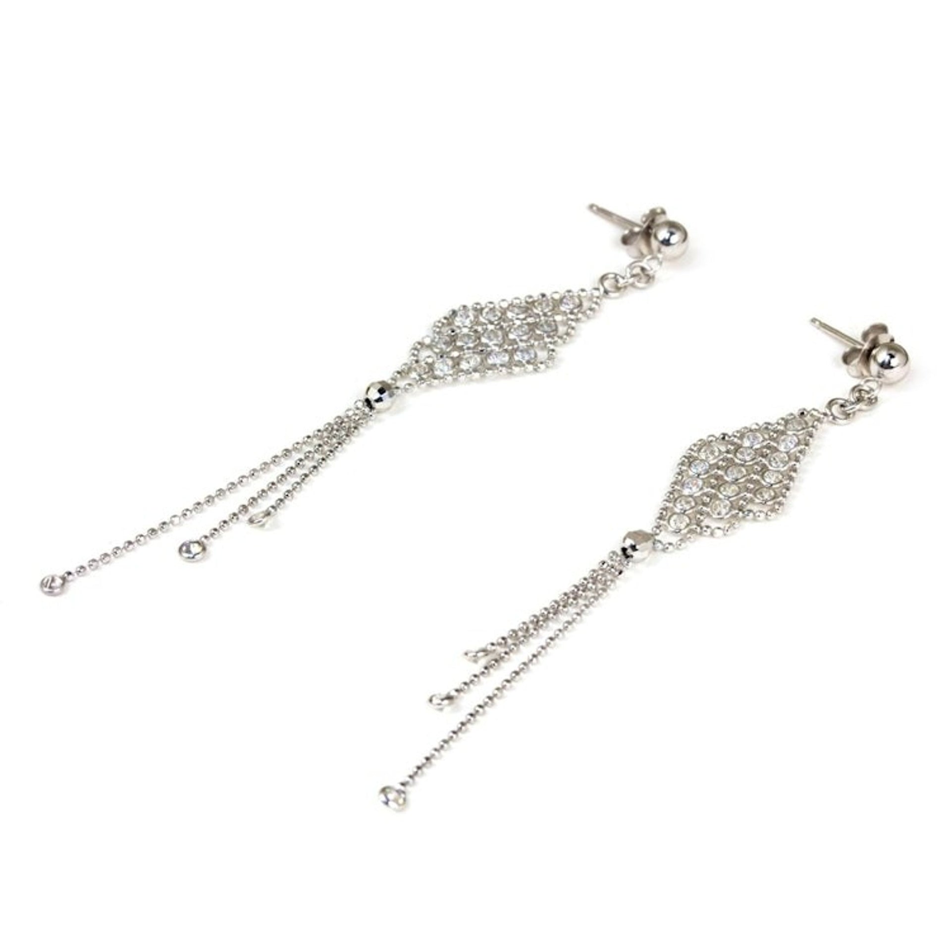Sterling Silver Waterfall Earrings on Posts from Thailand 'Dazzling Chandeliers'