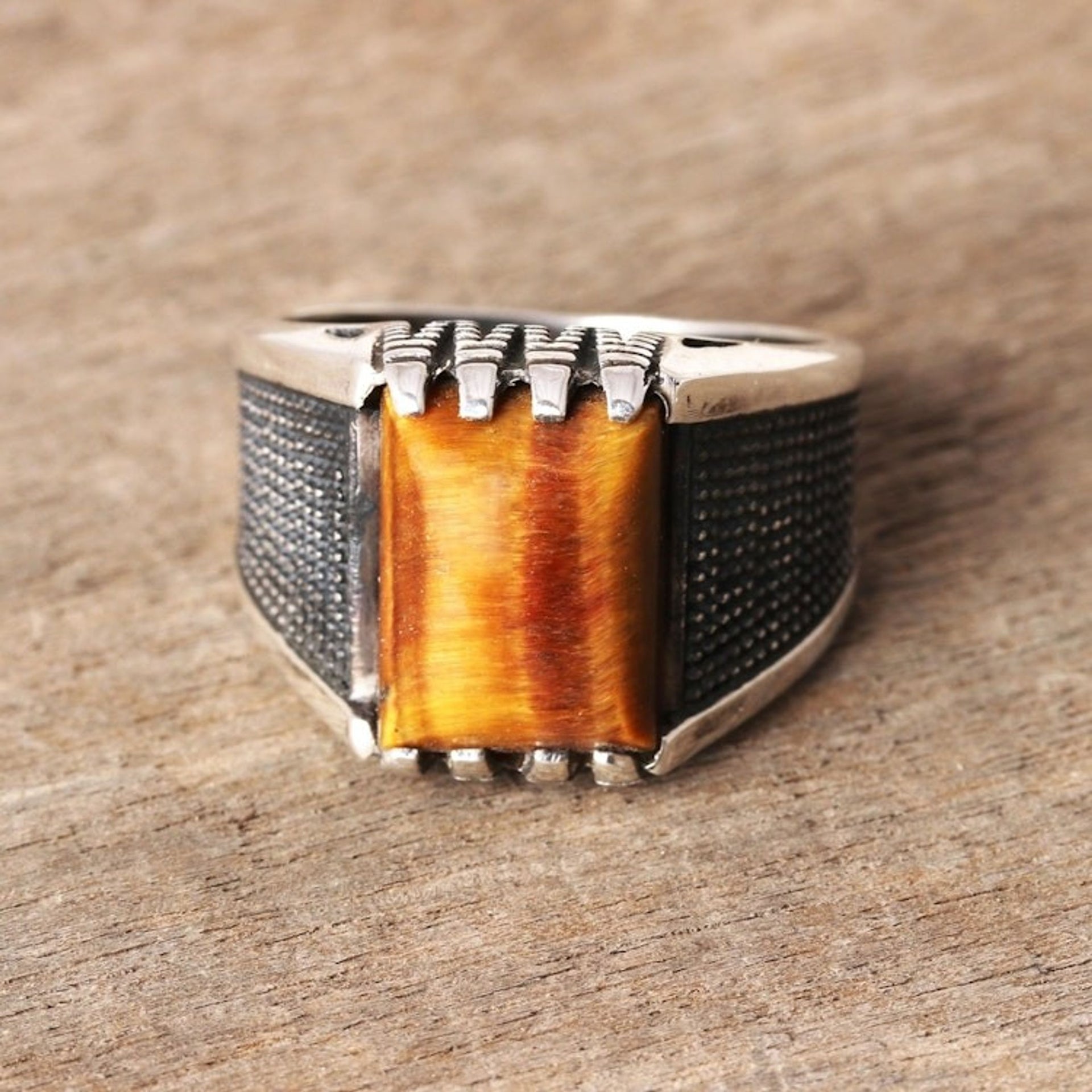Men's Tiger's Eye Ring Crafted in India 'Bold Strength'
