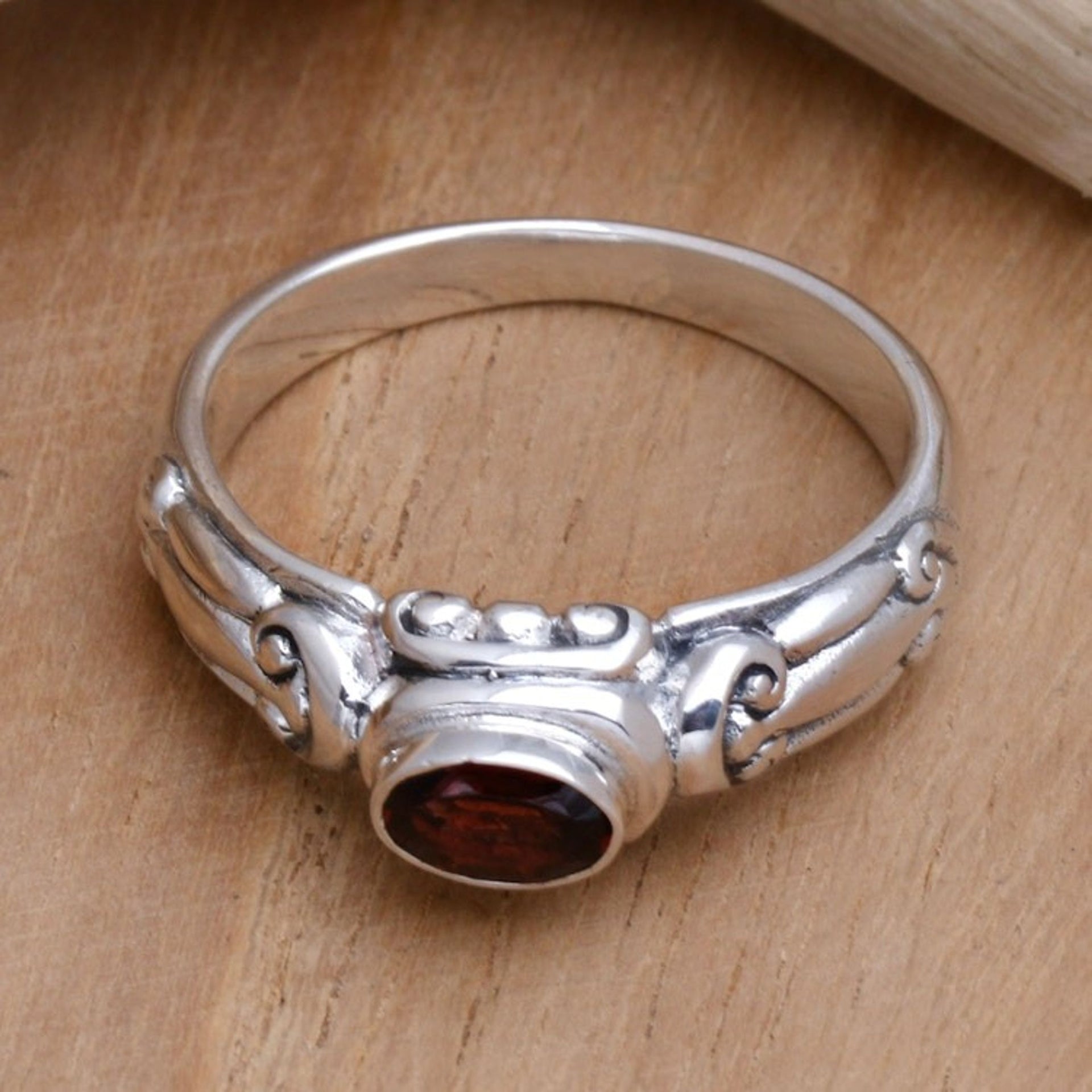 Garnet Solitaire Ring from Indonesia 'Red Passion'