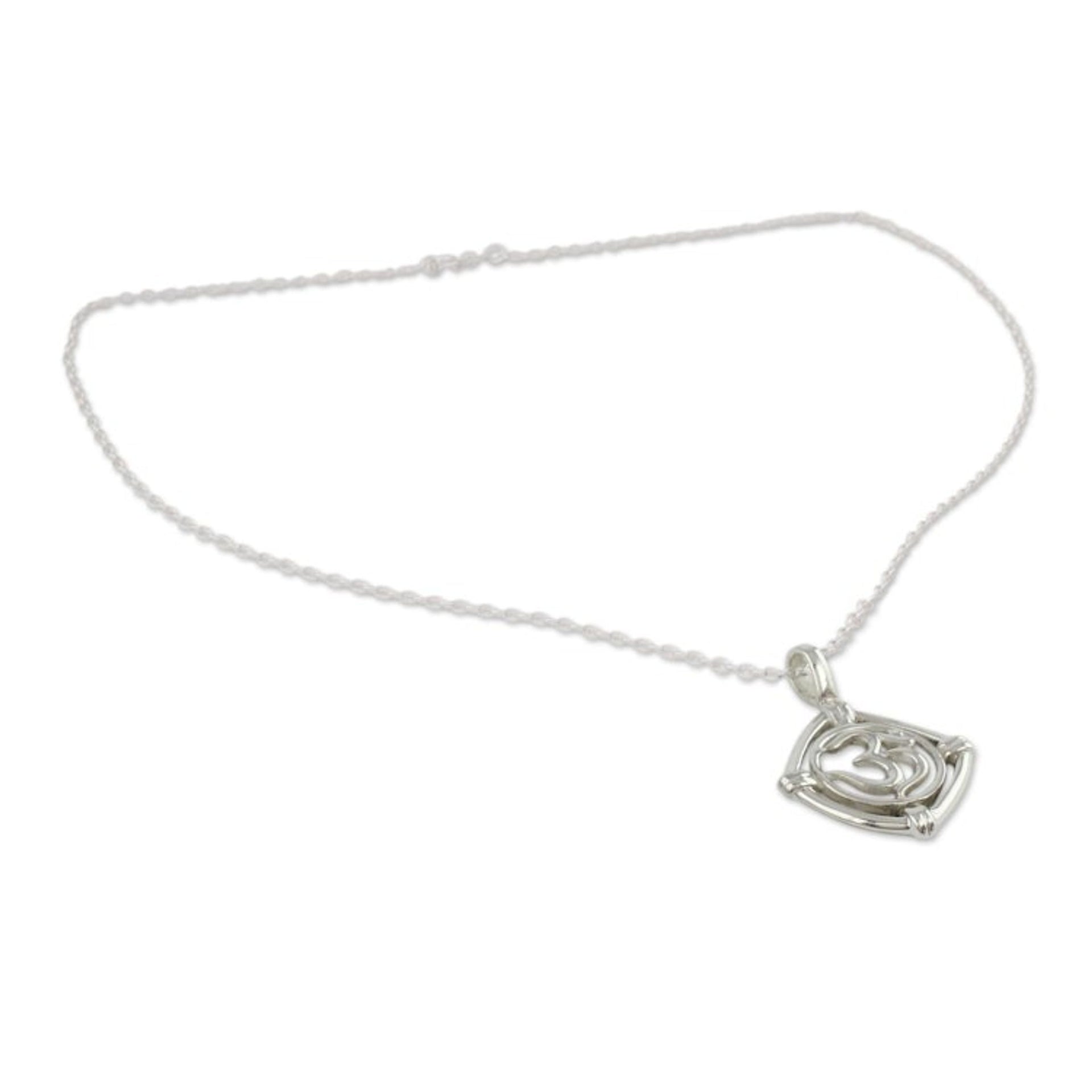 India Mantra Silver Necklace 'Mantra Prayer'