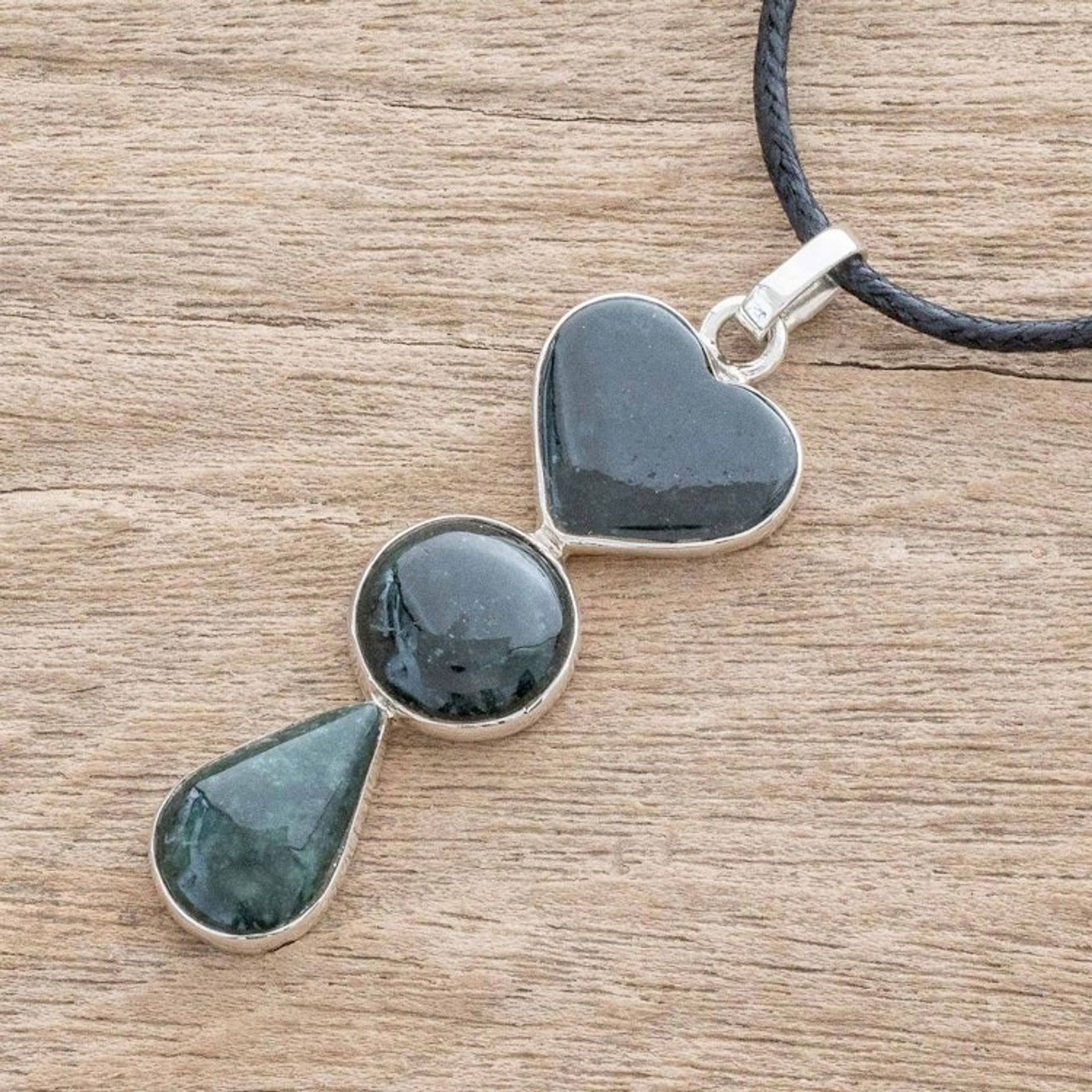 Heart-Shaped Jade Pendant Necklace from Guatemala 'Heart Silhouette'
