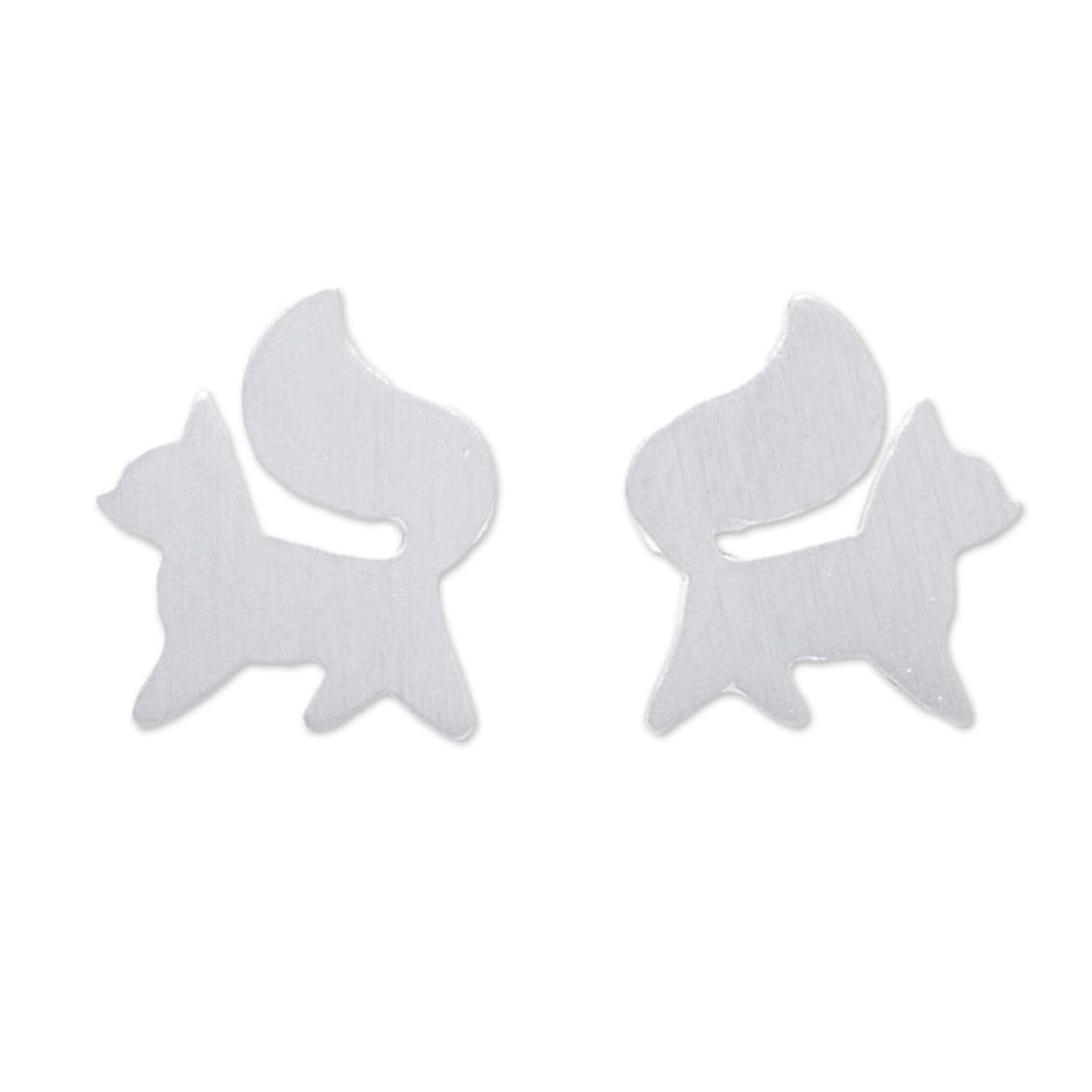Sterling Silver Fox Stud Earrings from Thailand 'Fox Poise'