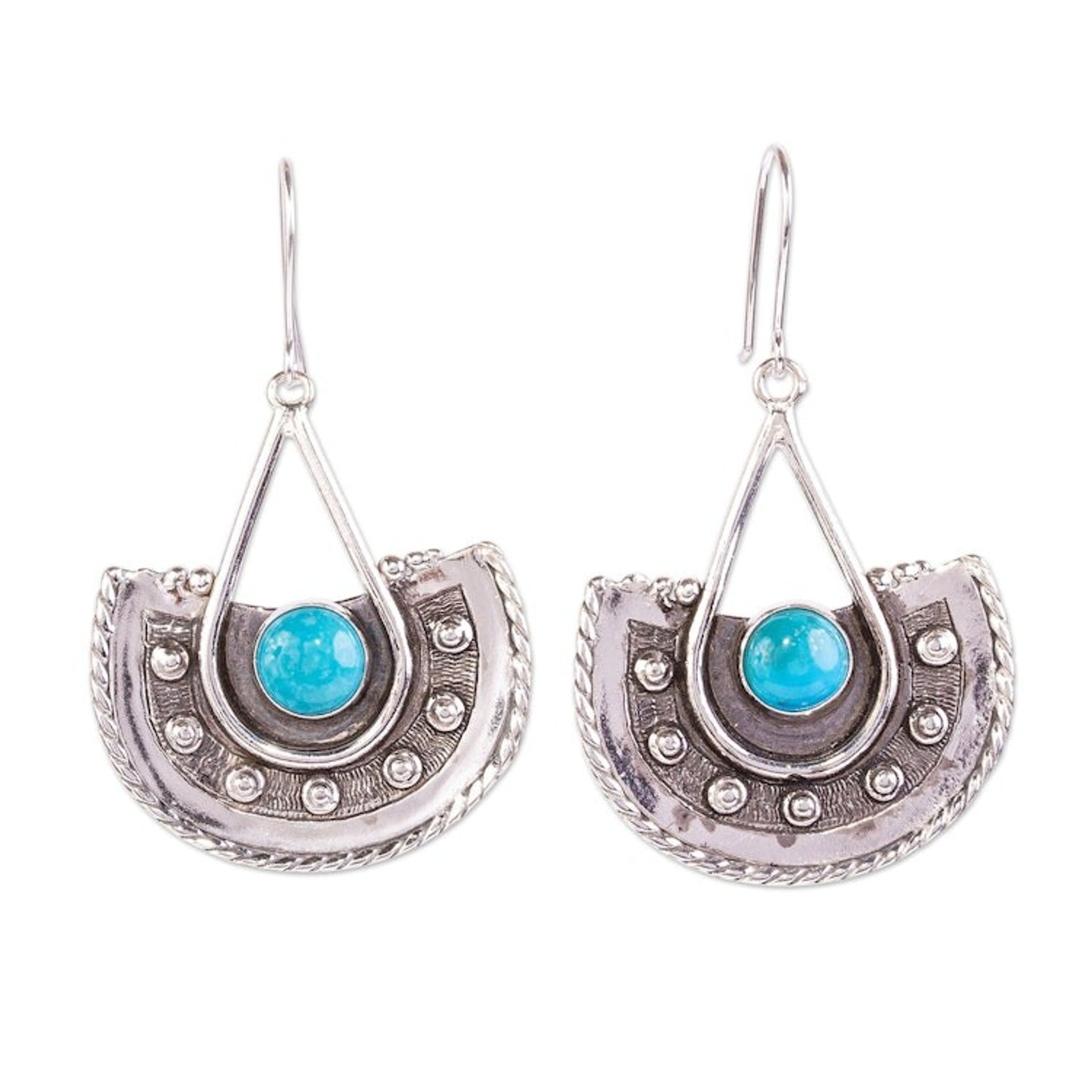 Sterling Silver and Turquoise Dangle Earrings from Mexico 'Turquoise Candy'