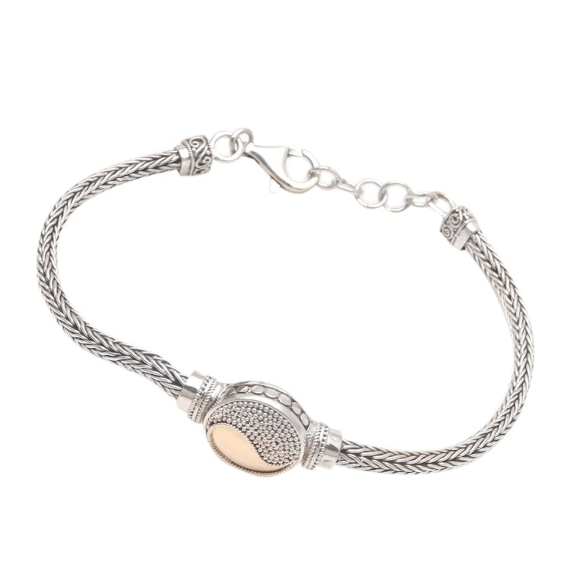 Gold-Accented Sterling Silver Pendant Bracelet 'Ancient Philosophy'