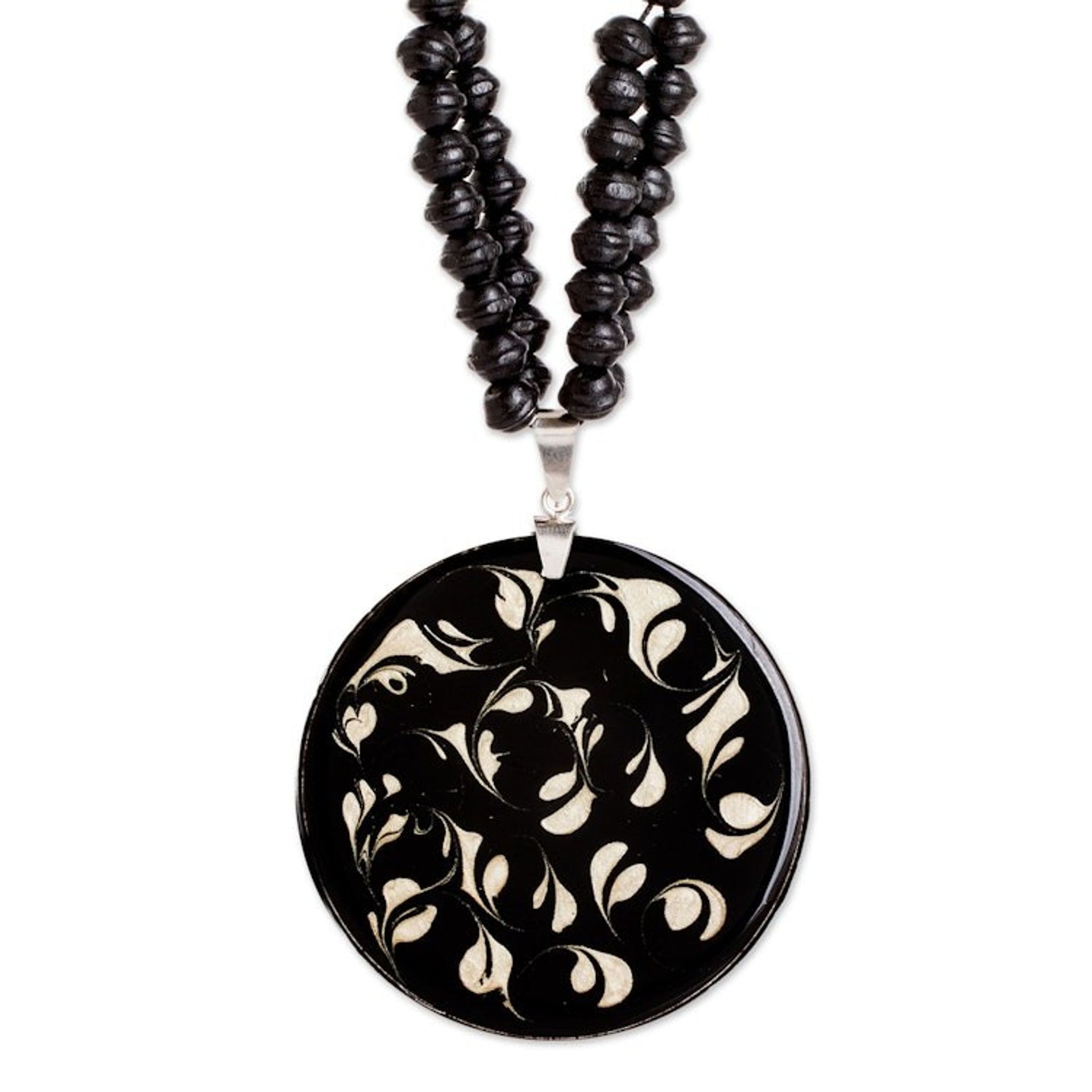Flower Themed Art Glass Pendant Necklace from Costa Rica 'Bicolor Dream'