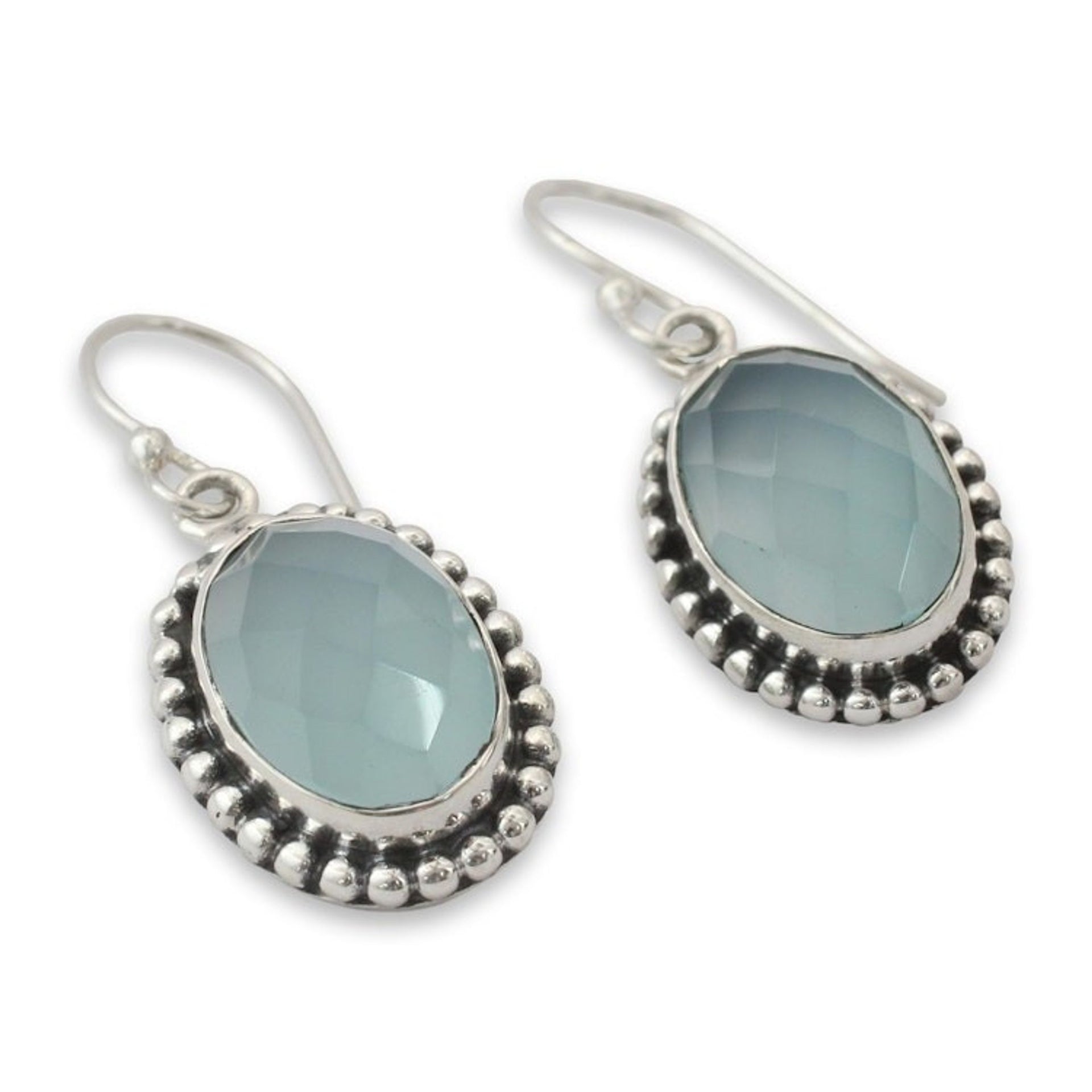 Blue Chalcedony Earrings from Sterling Silver Jewelry 'Be Mesmerized'