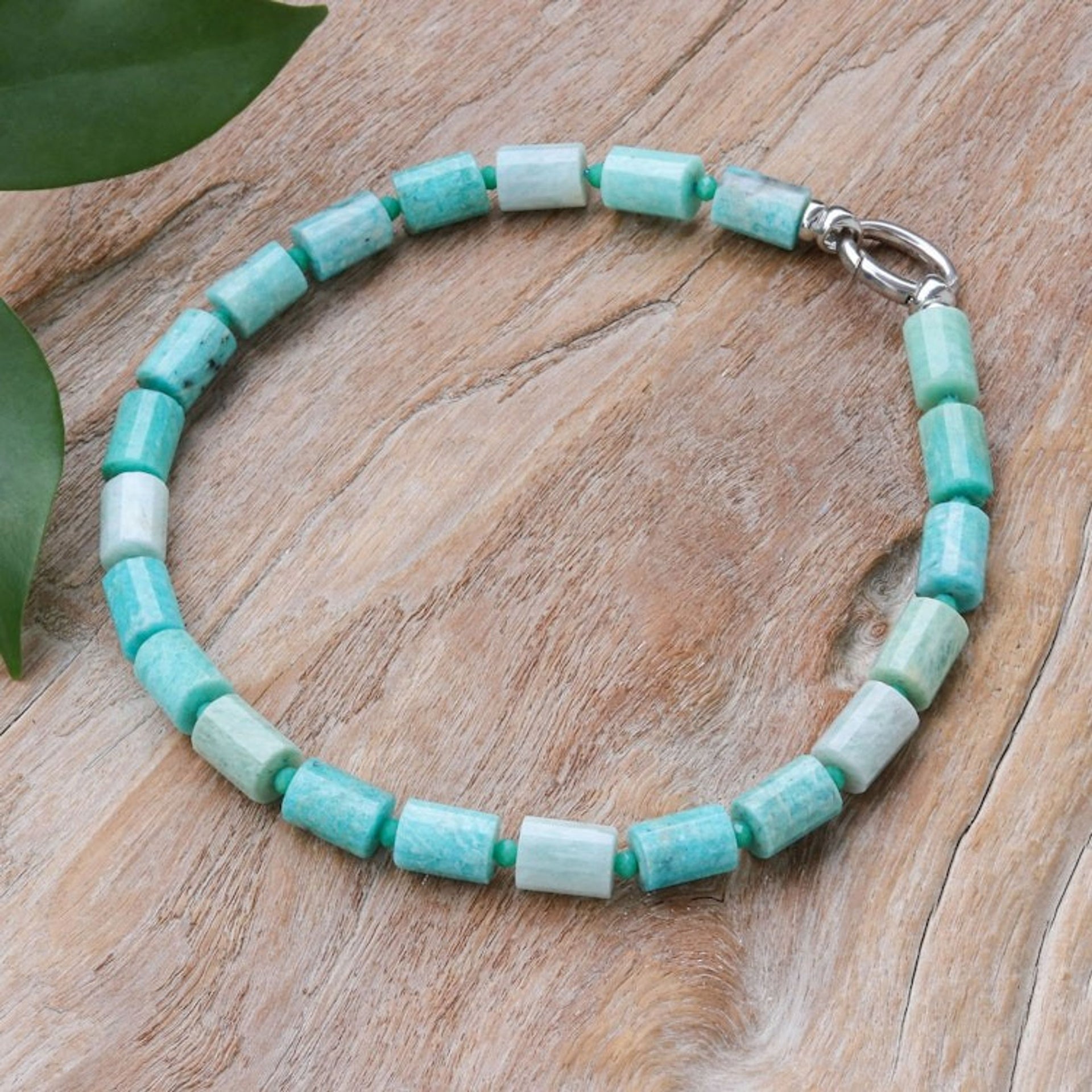 Handcrafted Amazonite Bead Necklace 'Aqua Sea'