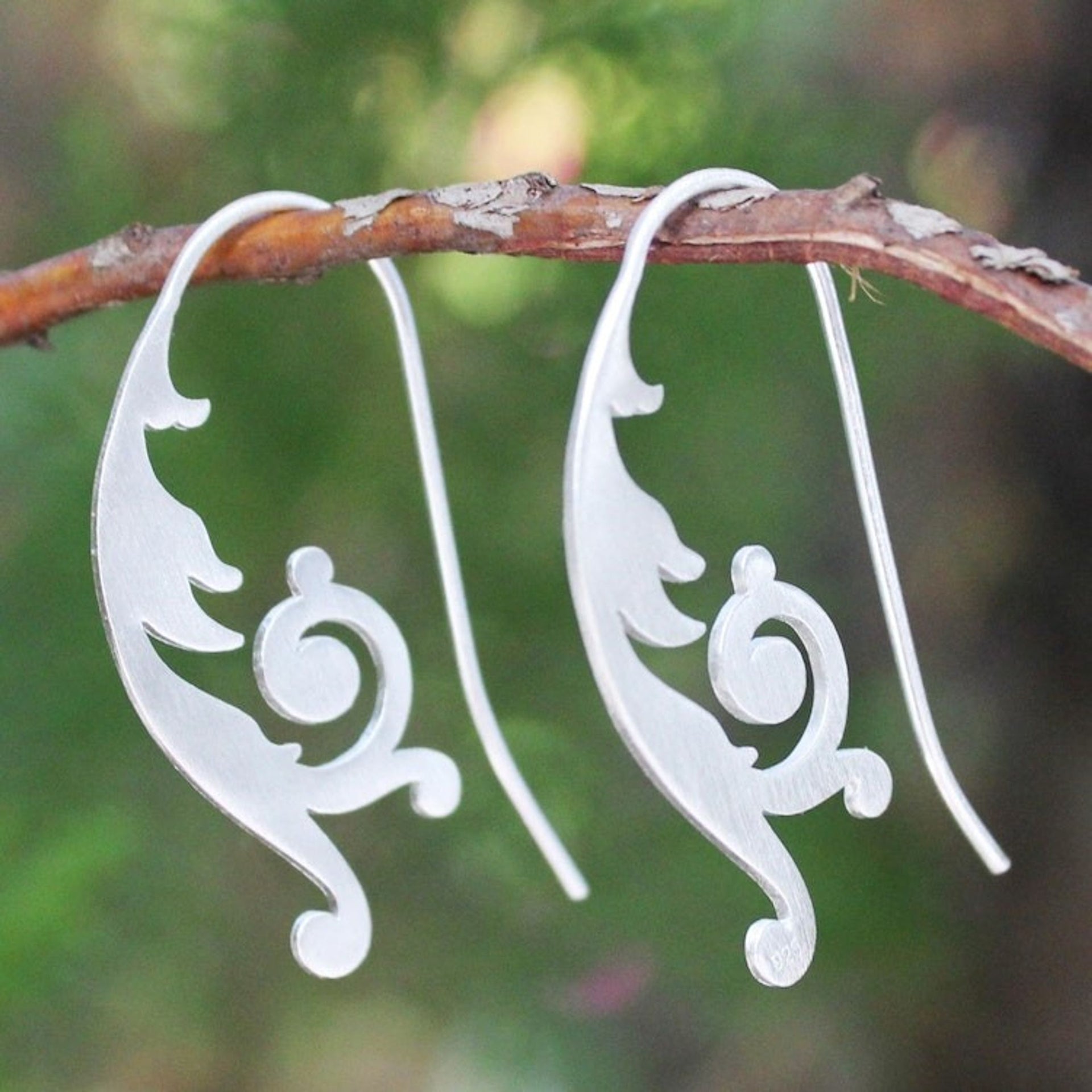 Handcrafted Sterling Silver Drop Earrings 'Empress'