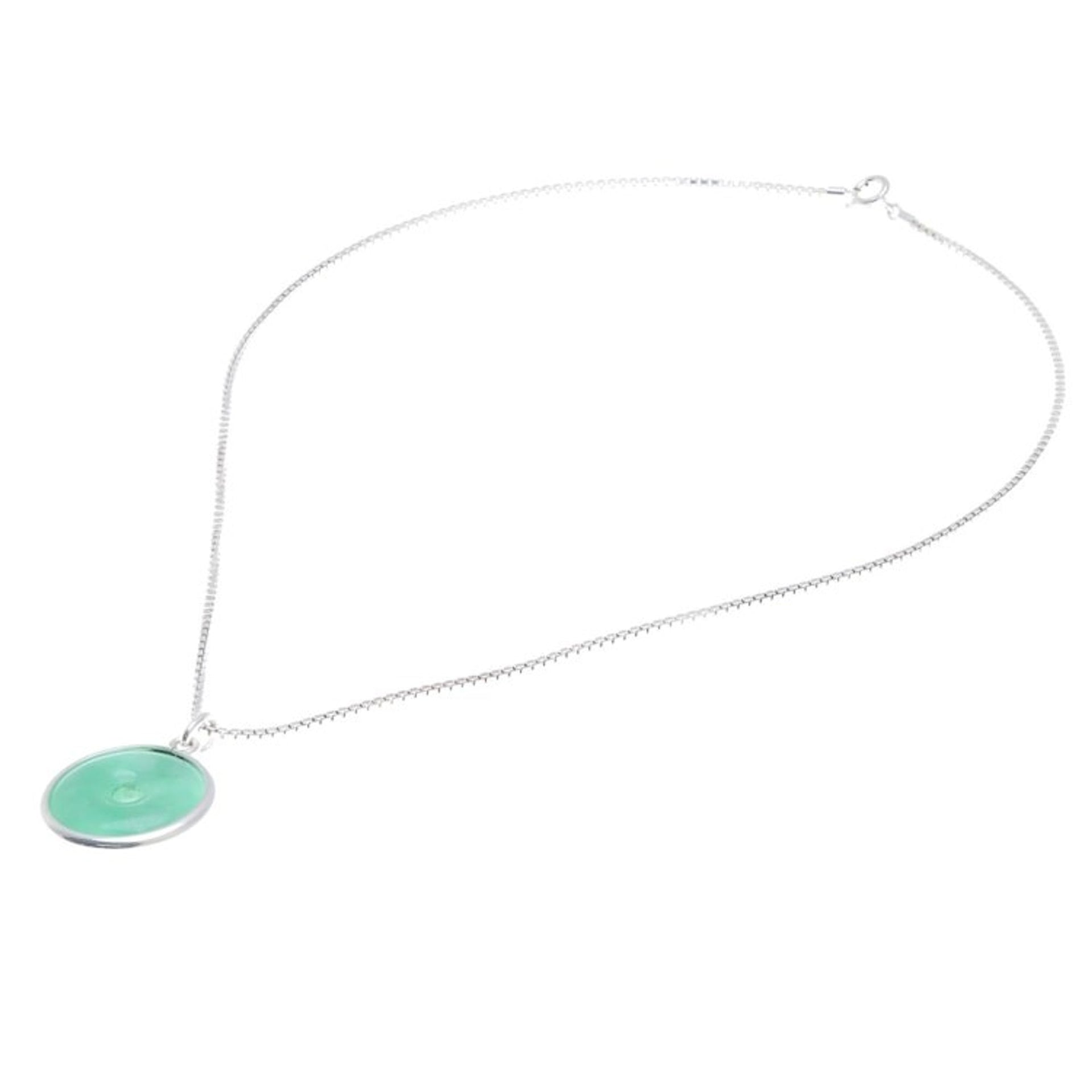 Circular Jade Pendant Necklace Crafted in Thailand 'Green Hoop'