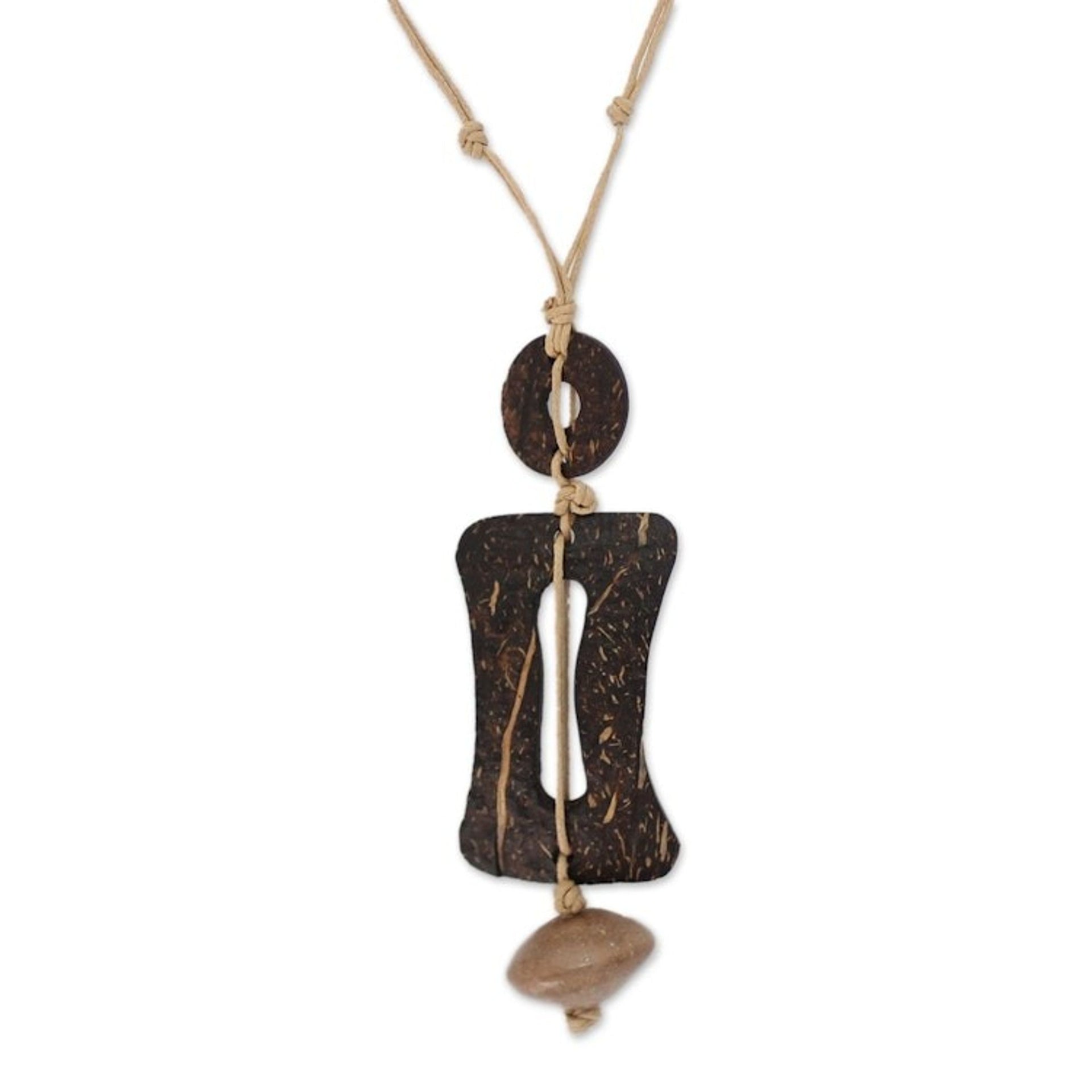Men's Coconut Shell Pendant Necklace 'Traveler'