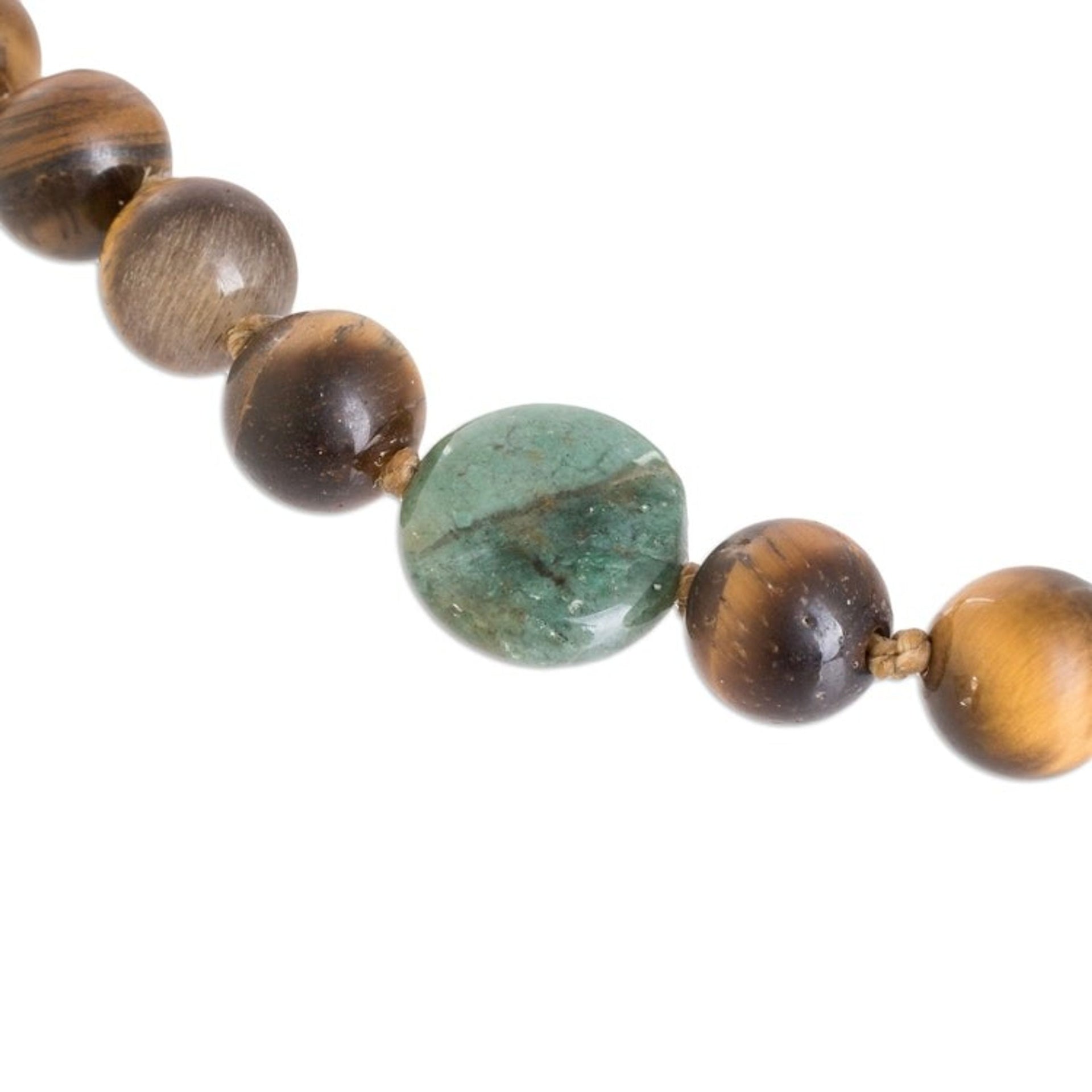 Handcrafted Tiger's Eye Beaded Bracelet with Jasper Pendant 'Natural Origins'