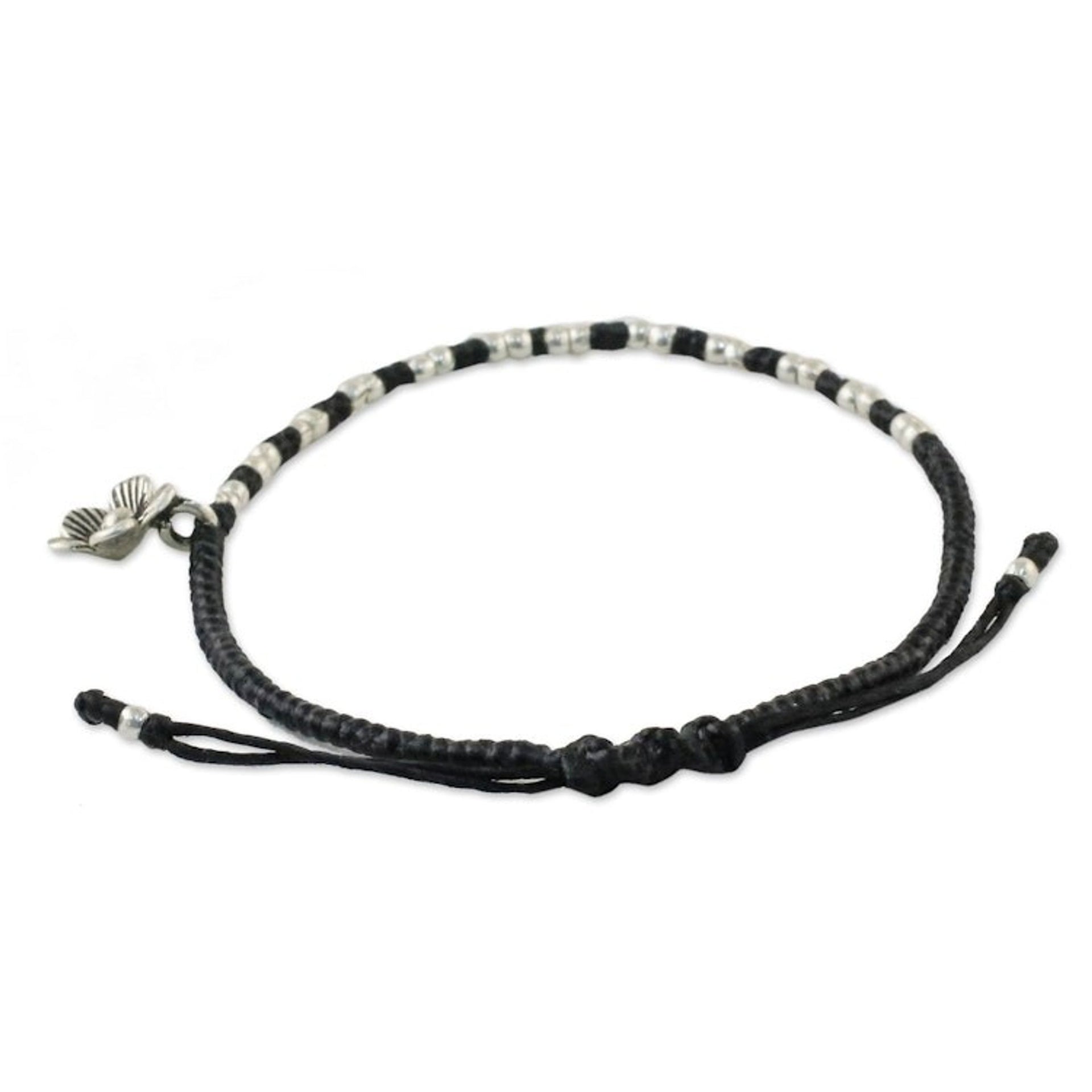 Karen Silver Beaded Floral Bracelet from Thailand 'Lovely Flower'