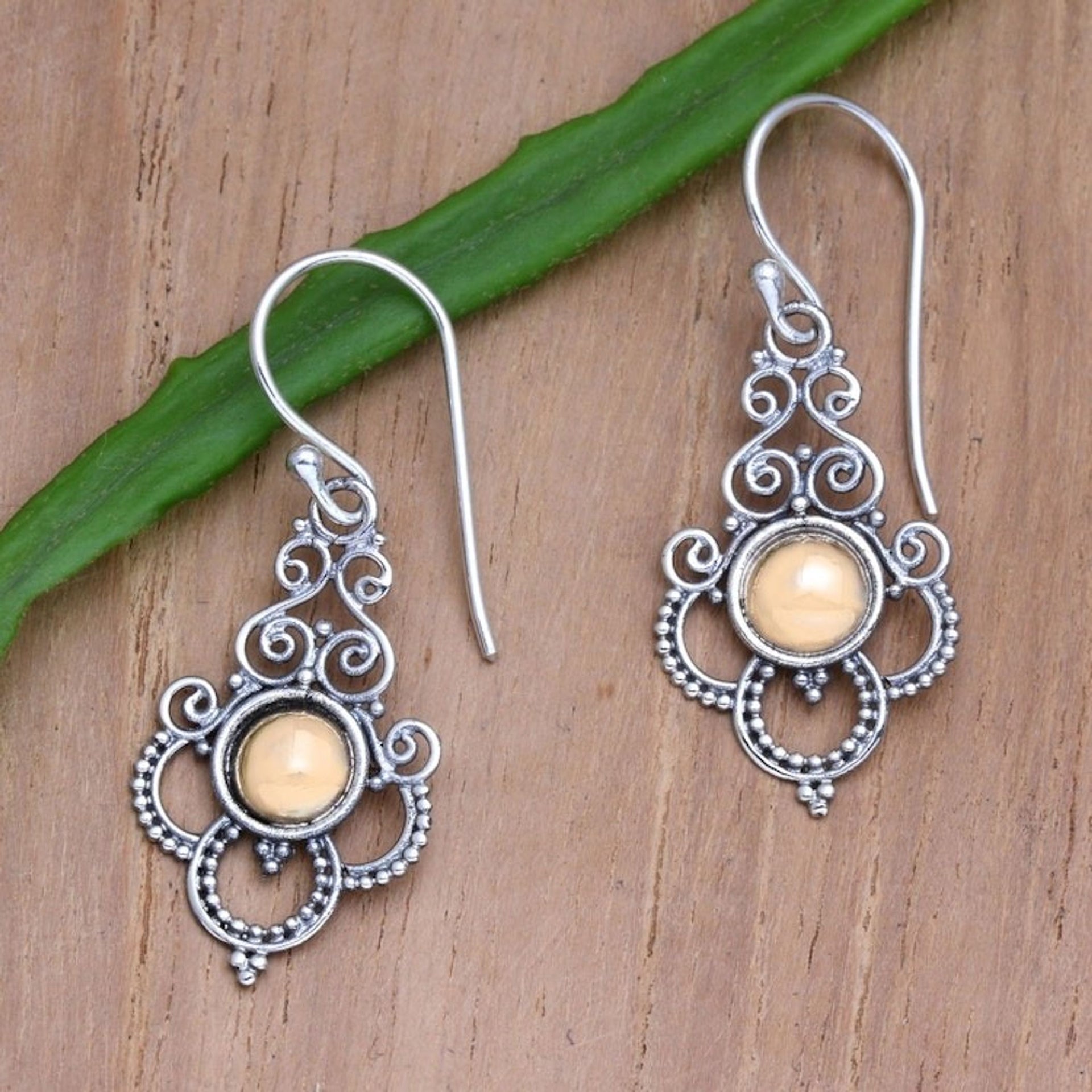 Handmade Gold-Accented Dangle Earrings from Bali 'Dare to Shine'