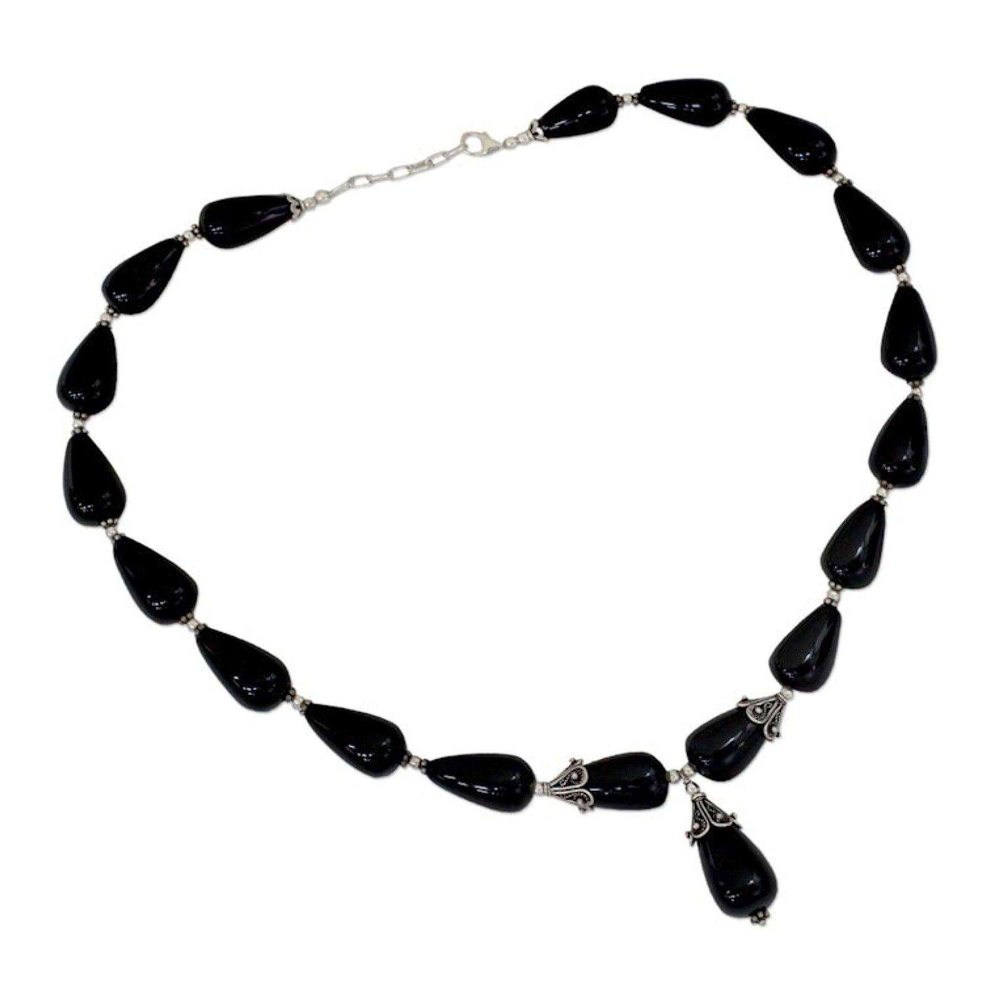 Onyx Y necklace 'Radiant Black'