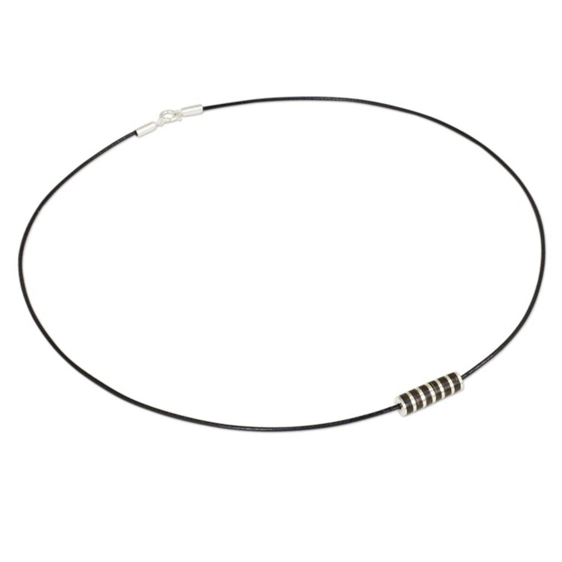 Artisan Crafted Wood and Sterling Silver Pendant Necklace 'Barrel Roll'