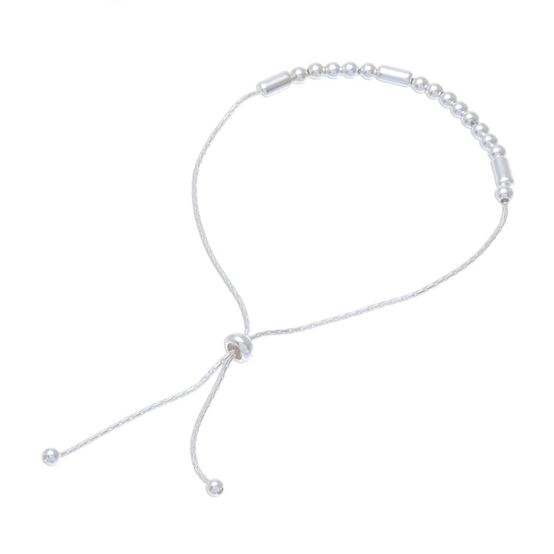 Beaded Sterling Silver Bracelet Crafted in Thailand 'Message of Belief'