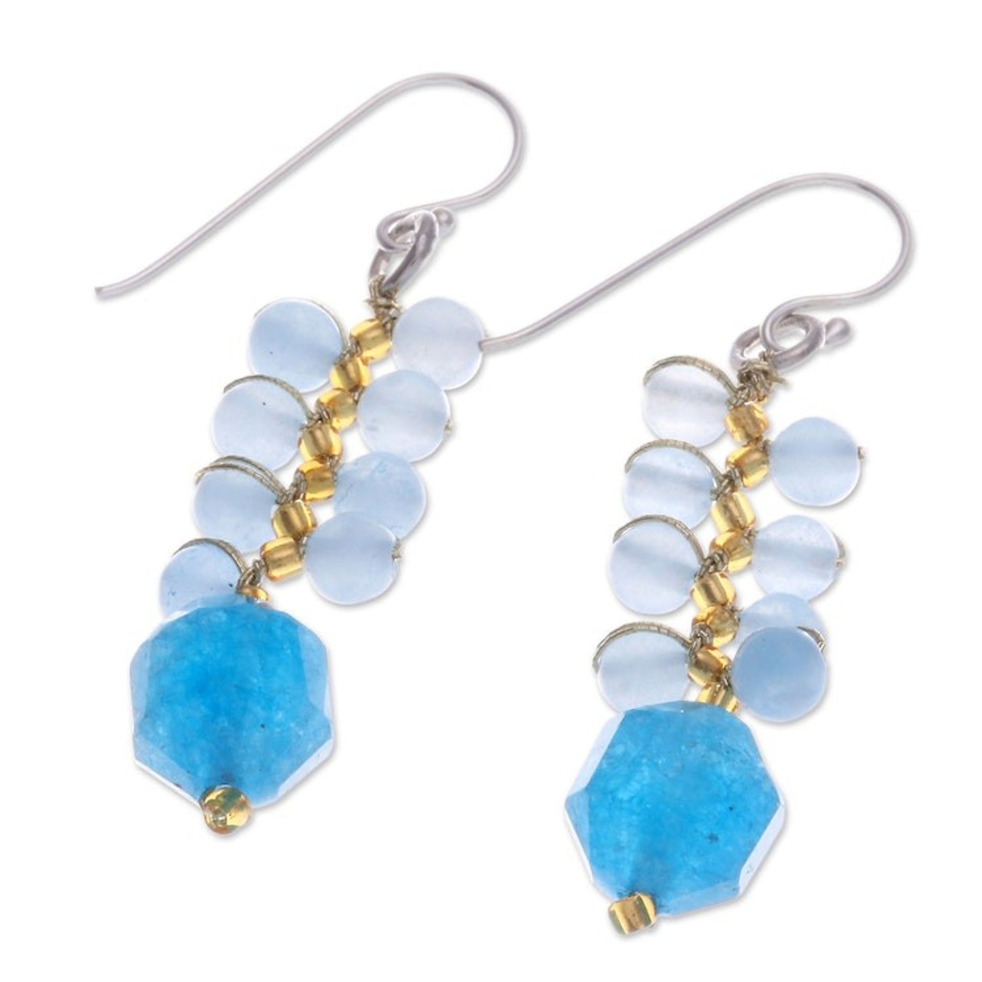 Fair Trade Thai-Made Glass Beaded Blueberry Dangle Earrings 'Blueberries'