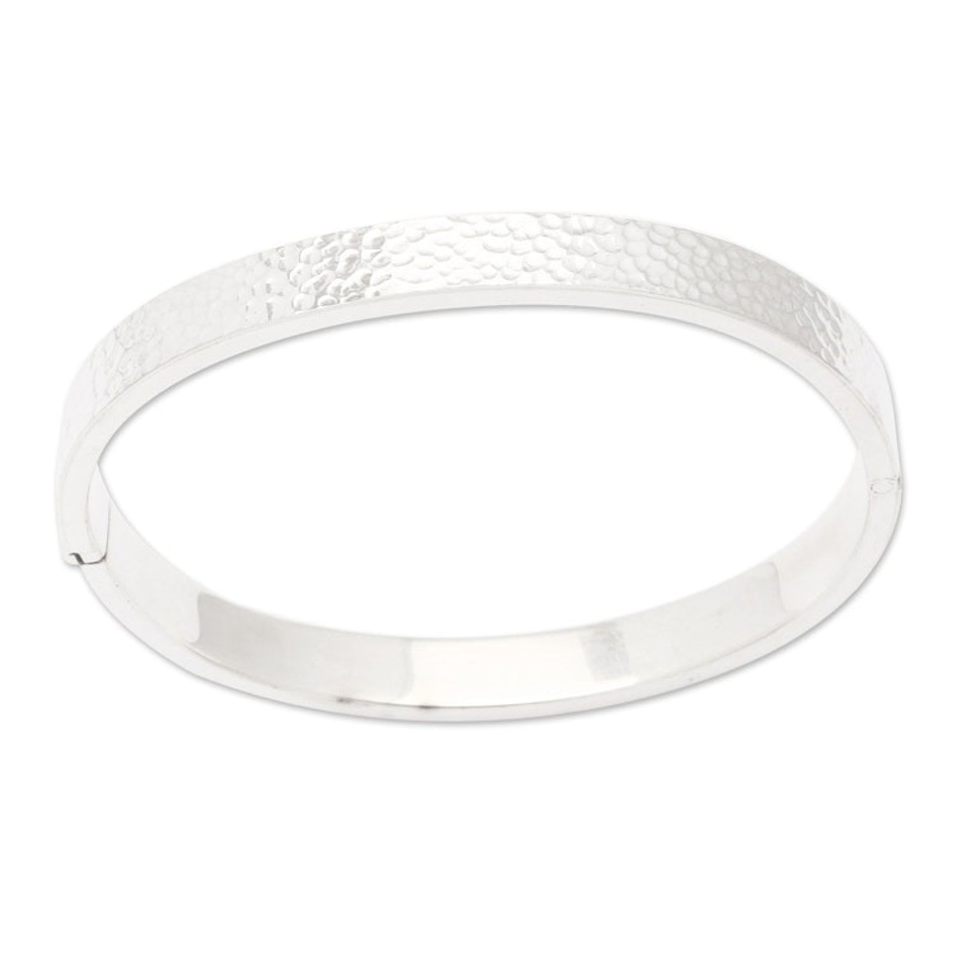 Textured 925 Silver Oval Bangle-Style Wristband Bracelet 'Textured Oval'