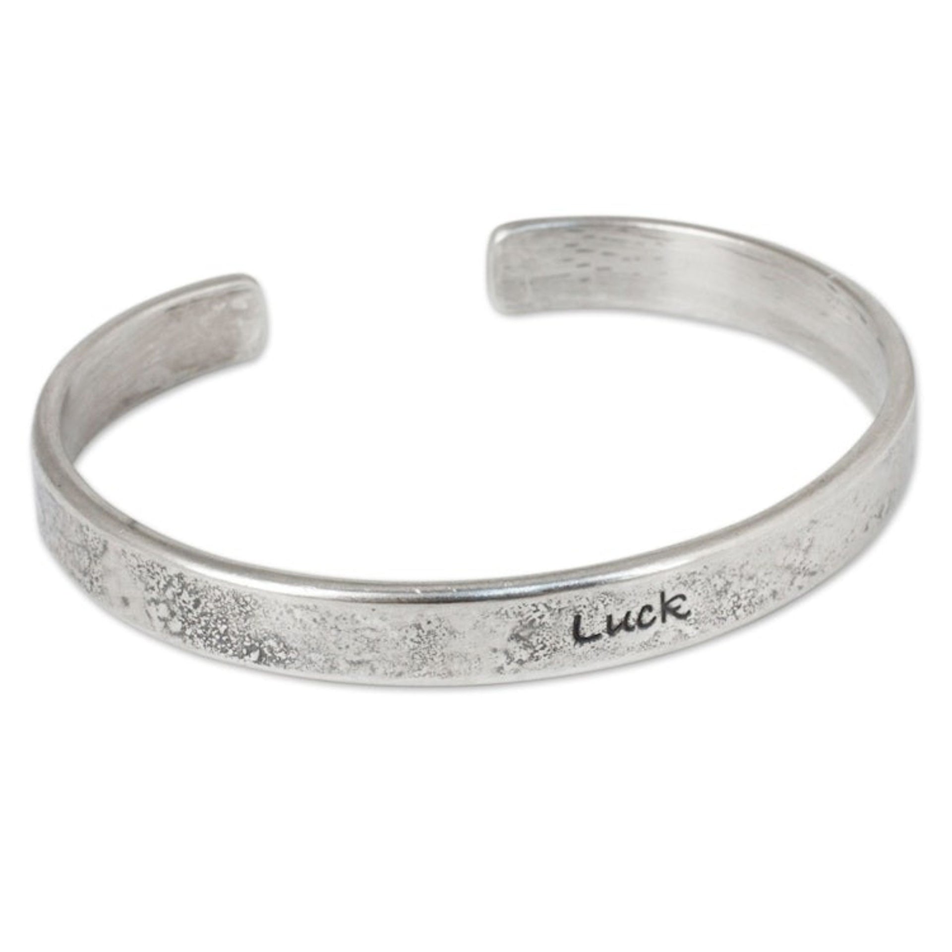 Handcrafted Sterling Silver Good Luck Cuff Bracelet 'Wishing You Luck'