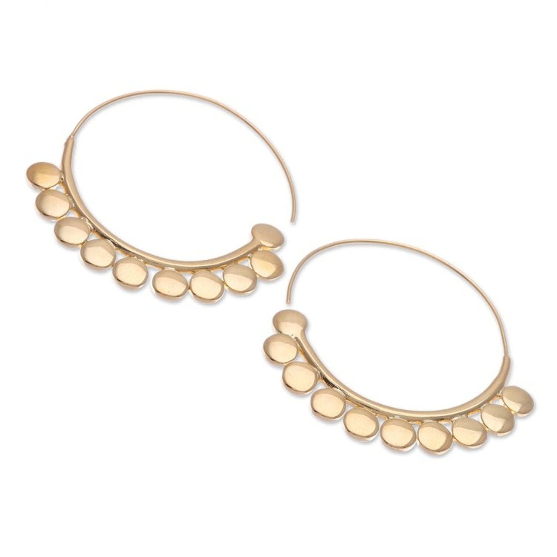Abstract 18k Gold-Plated Half-Hoop Earrings from Thailand 'Modern Triumph'