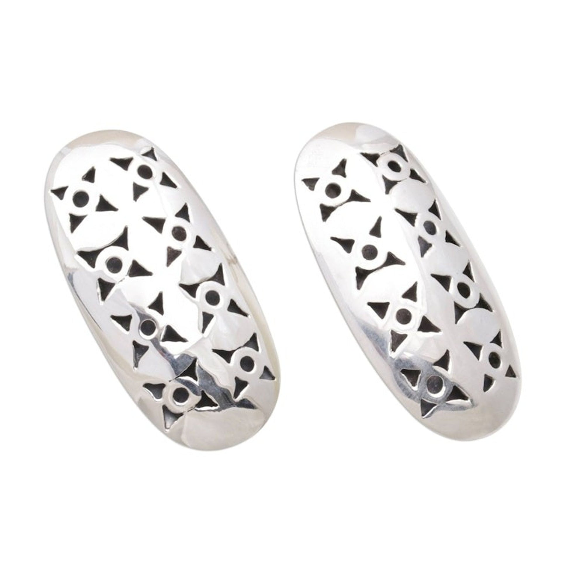 Oval Sterling Silver Drop Earrings from Bali 'Regal Ovals'