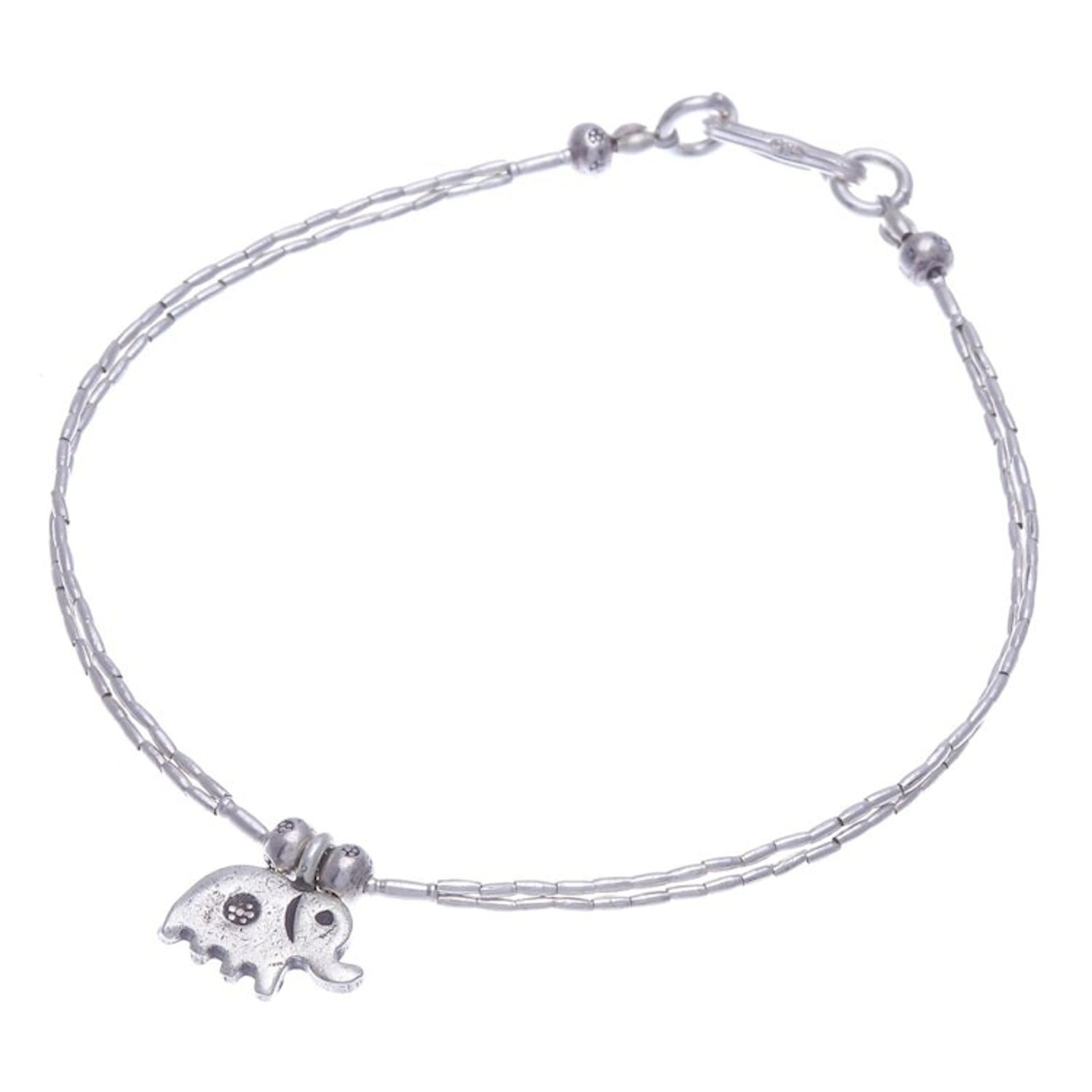 Hand Crafted Fine Silver Charm Bracelet 'Karen Elephant'