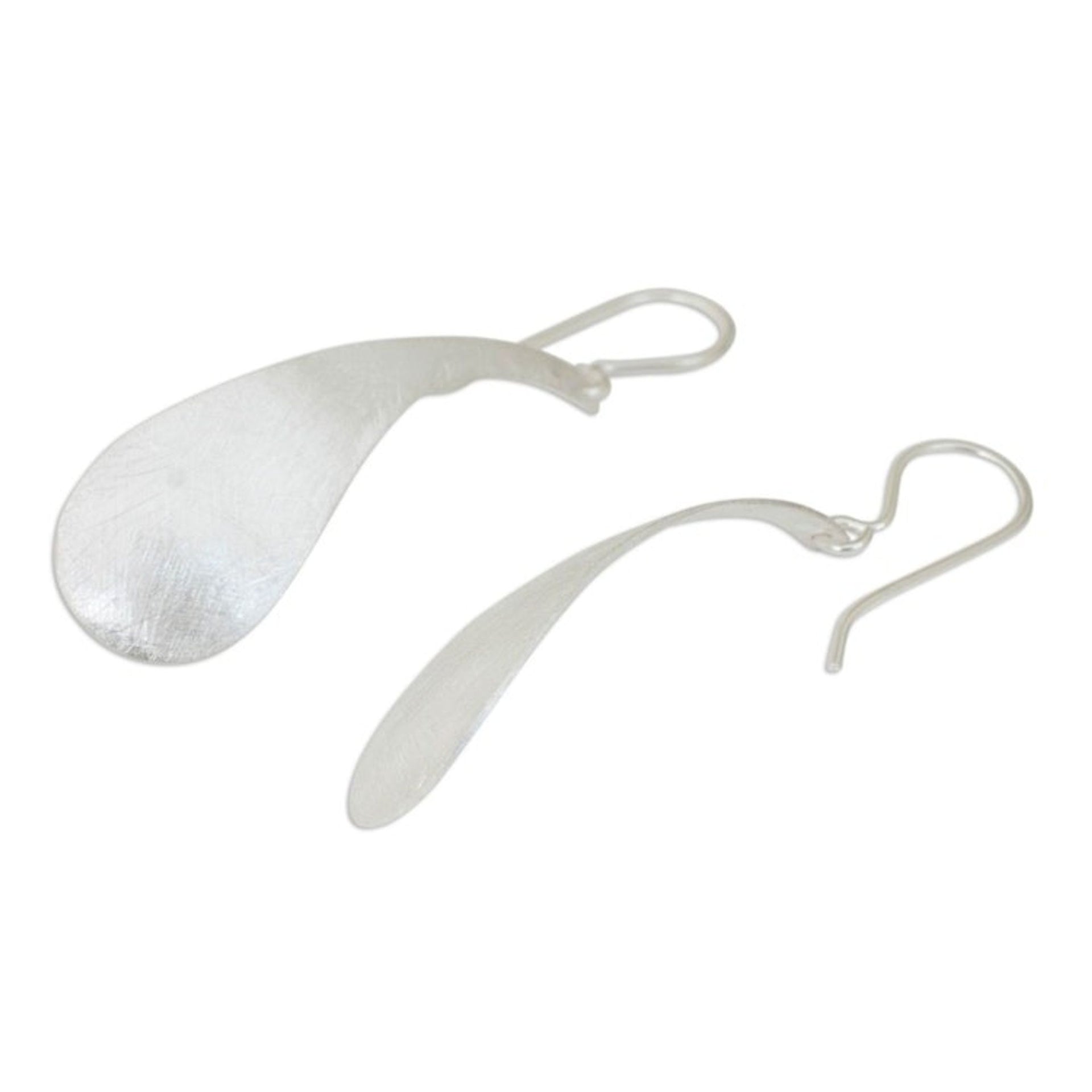 Handcrafted Brushed Sterling Silver Earrings from Thailand 'Daisy Petal'