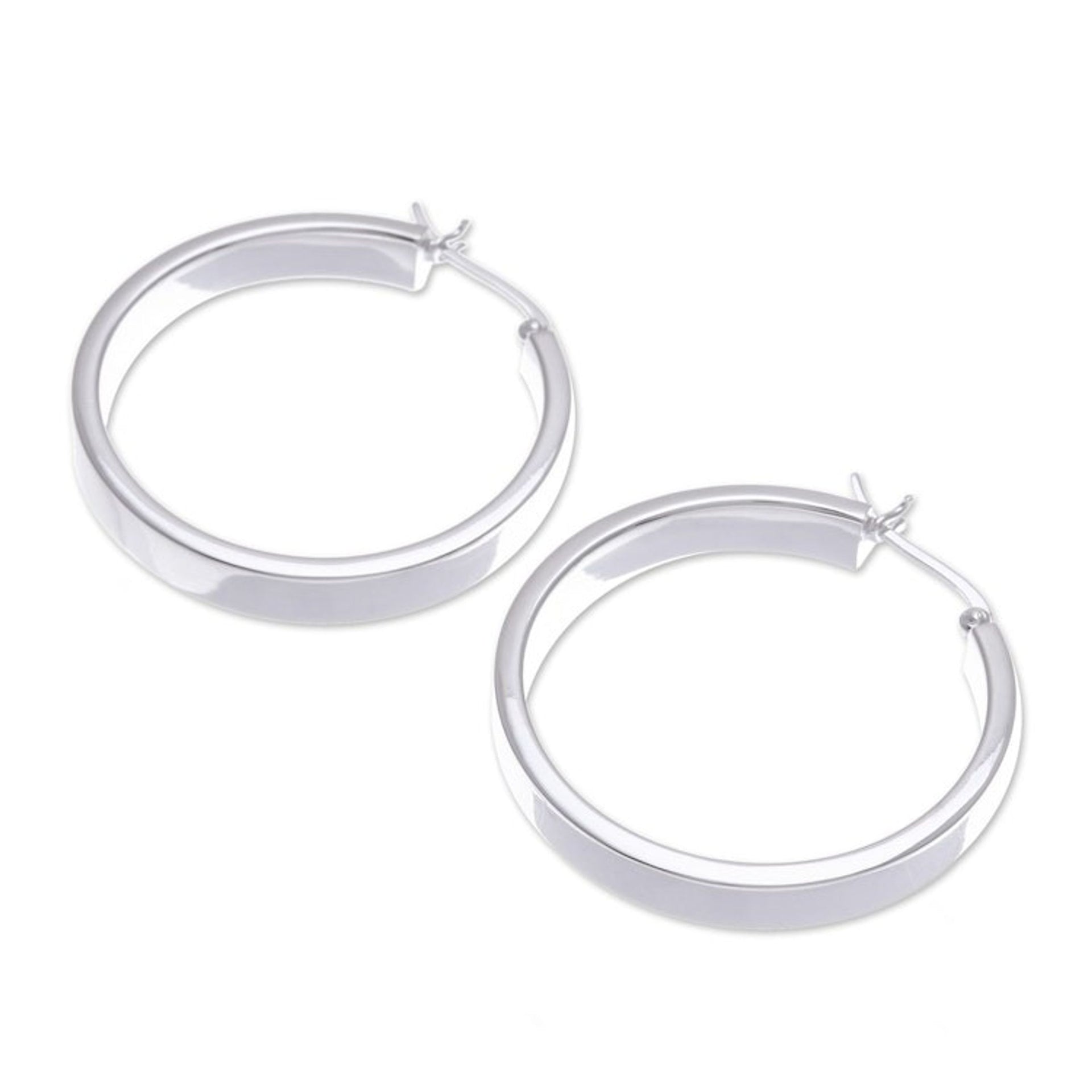 Minimalist-Inspired Polished Sterling Silver Hoop Earrings 'One Thought'