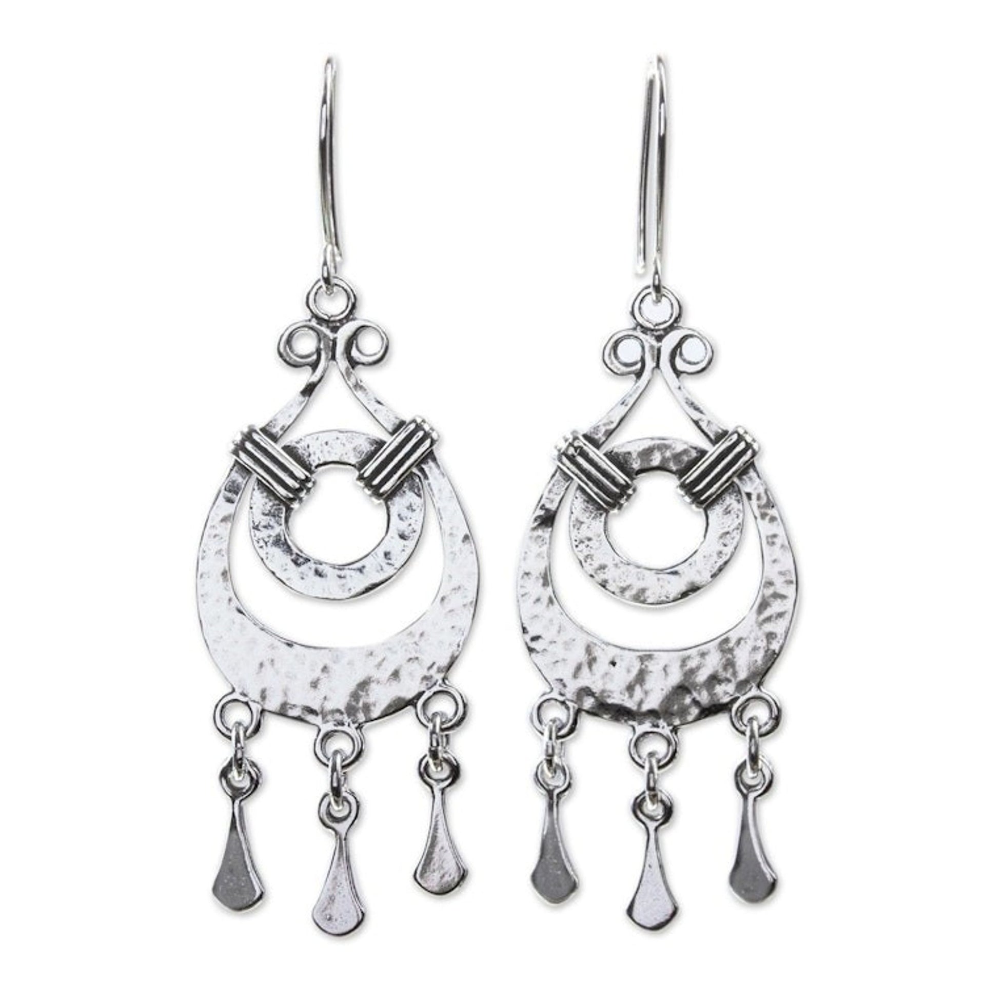Hand Crafted Sterling Silver Chandelier Earrings 'Favorite Vintage'