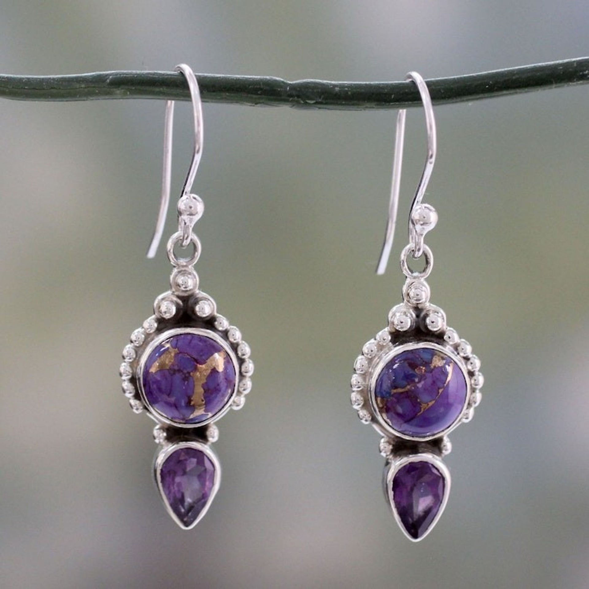Artisan Crafted Amethyst and Silver 925 Earrings from India 'Vision in Purple'