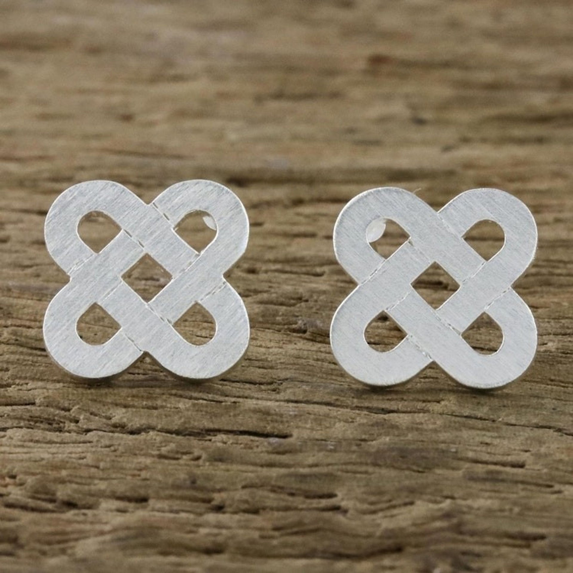 Crossed Ovals Sterling Silver Stud Earrings from Thailand 'Cross Paths'