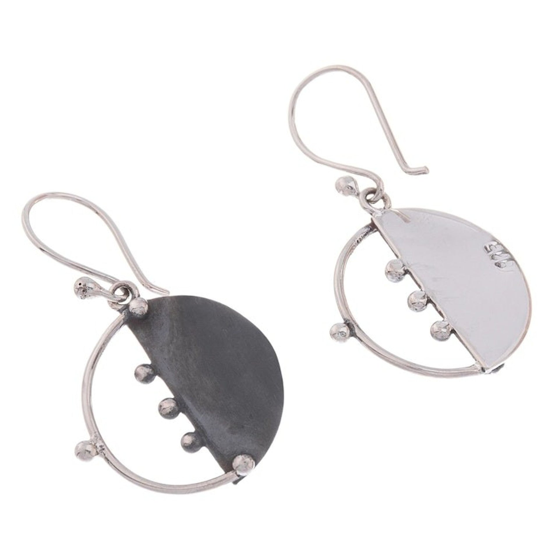 Circular Modern Sterling Silver Dangle Earrings from Peru 'Modern Cosmos'