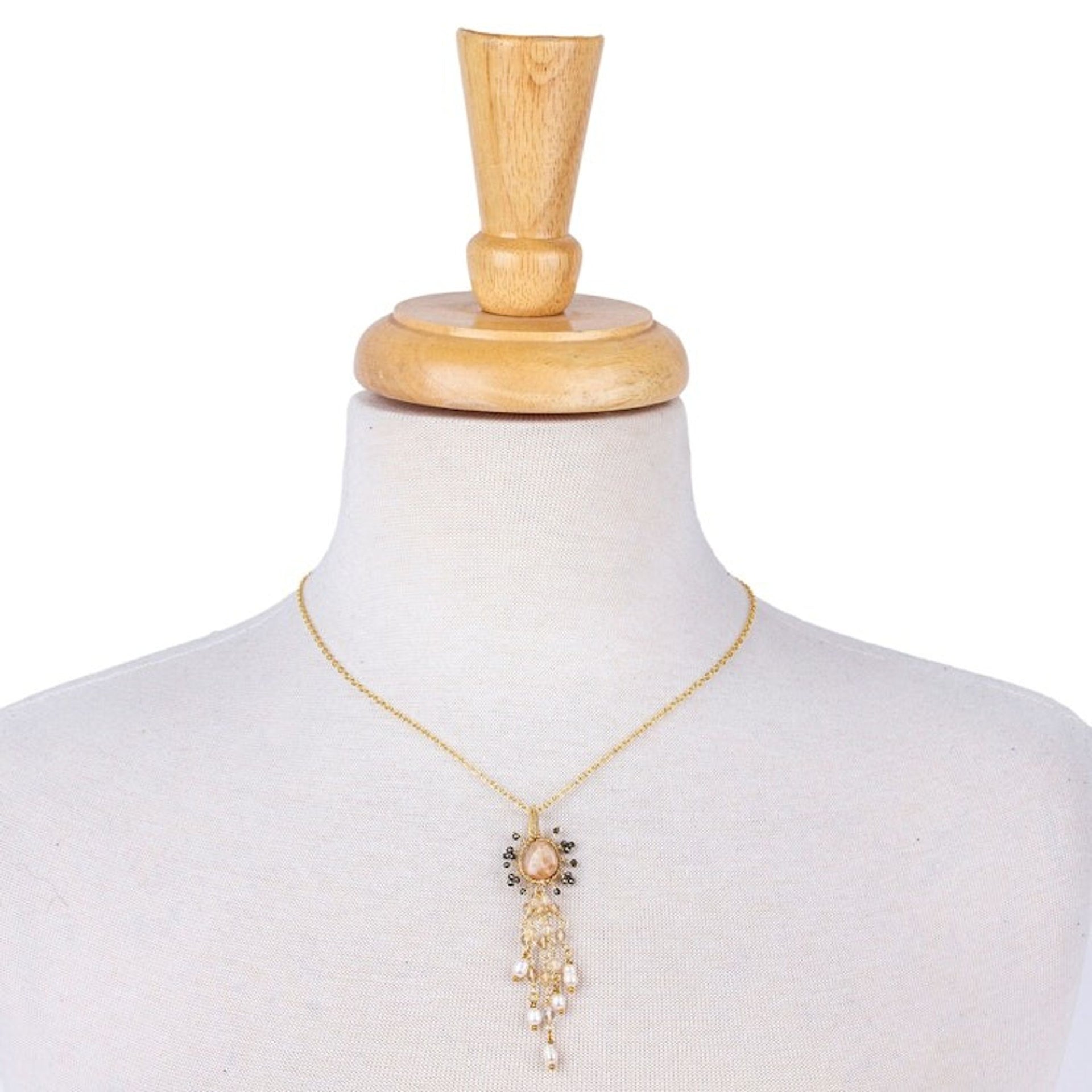 Multi-Gemstone Pendant Necklace with 14k Gold-Plated Chain 'Absolute Perfection'