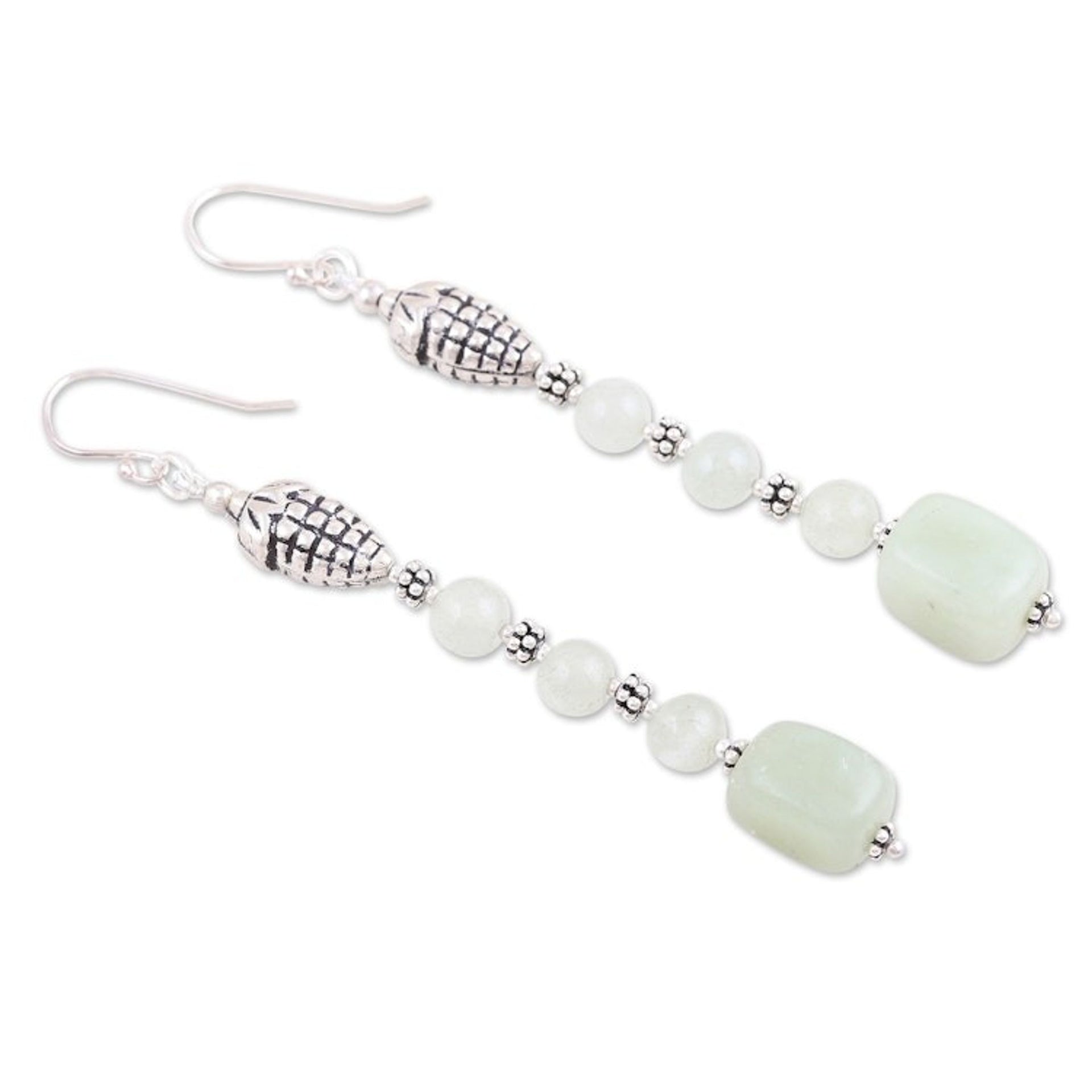 Sterling Silver Dangle Earrings with Aventurine Gemstones 'Prosperous'