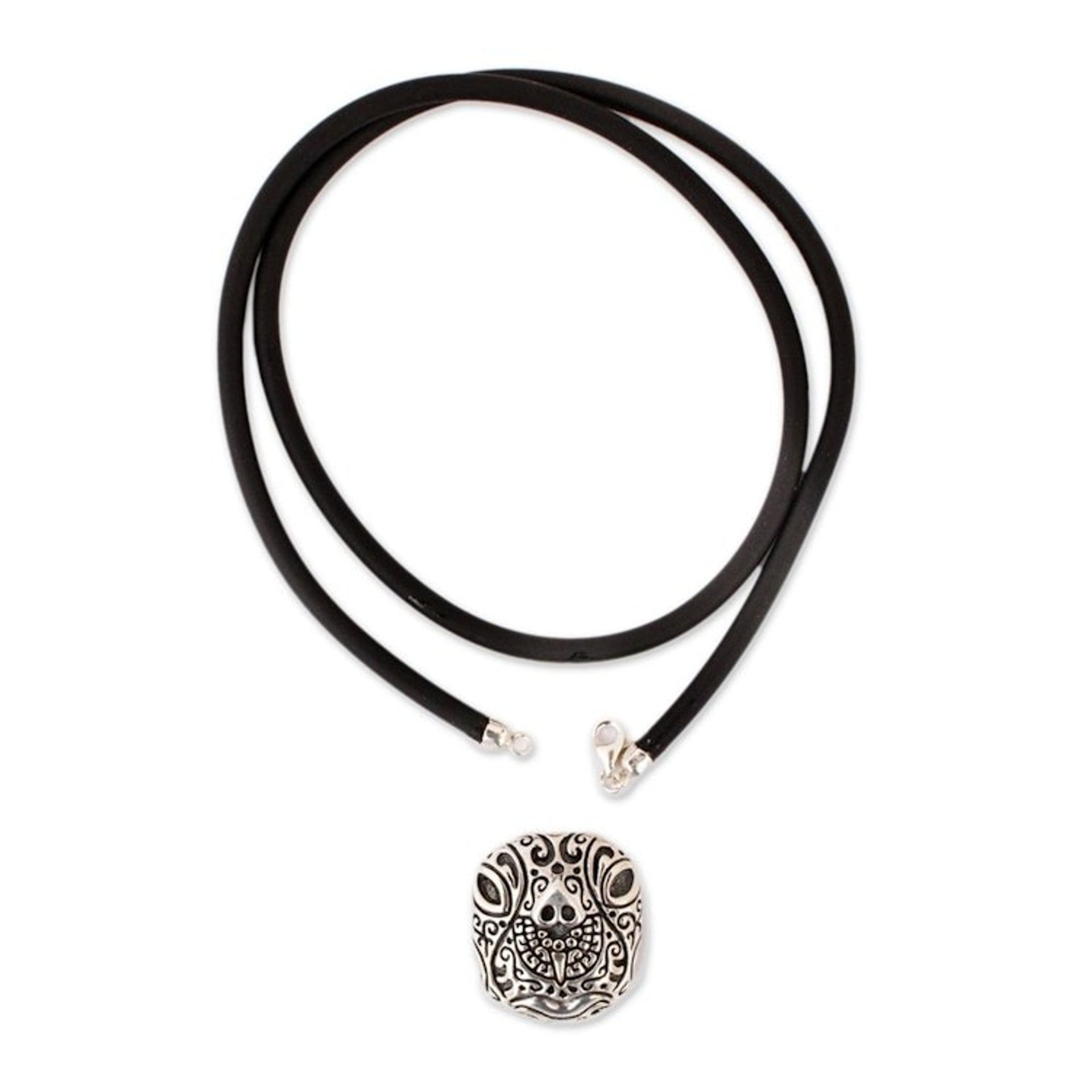 Sterling Silver Tortoise Pendant Necklace from Mexico 'Stylized Tortoise'