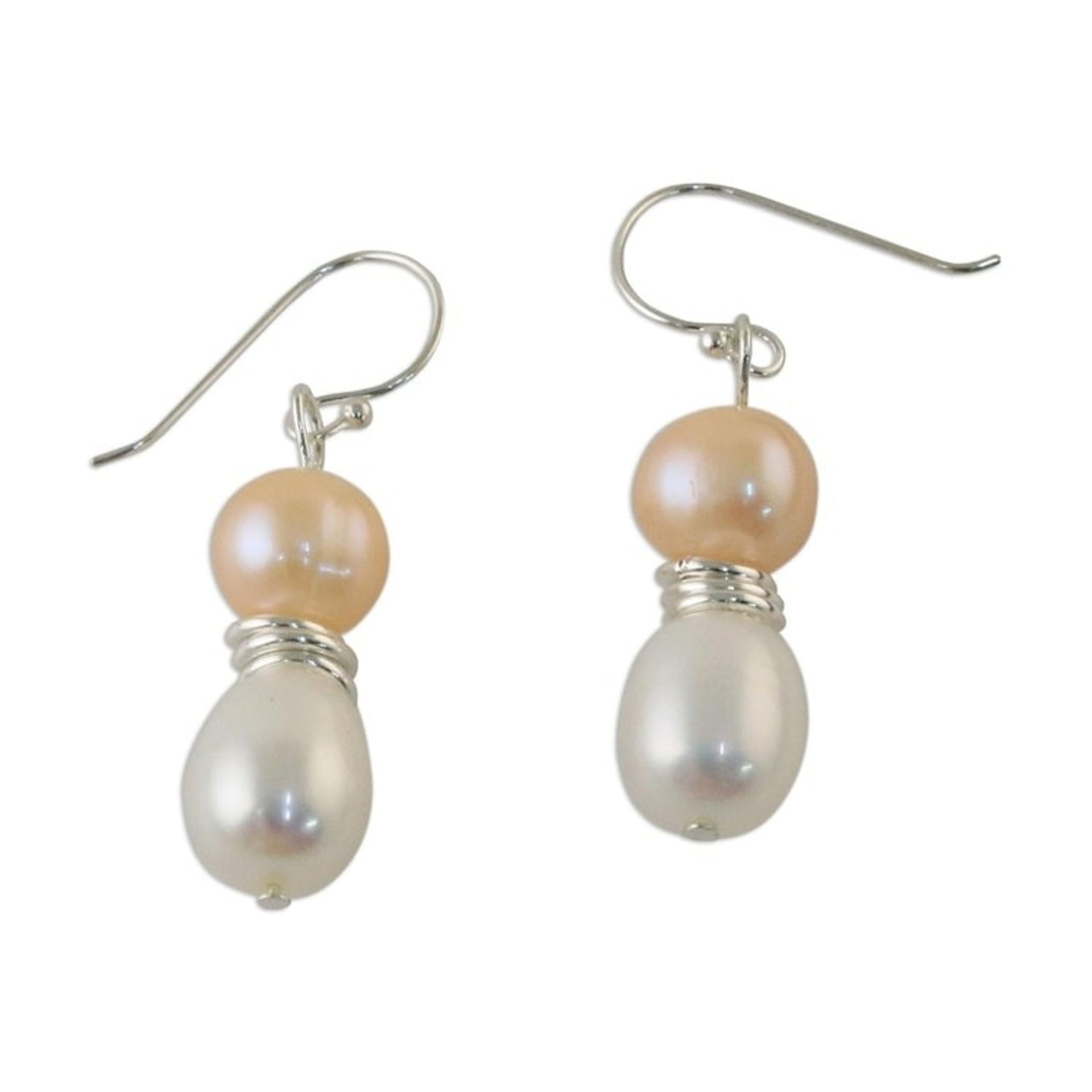 Cultured Pearl and Sterling Silver Earrings from Thailand 'Luxury Orbs'